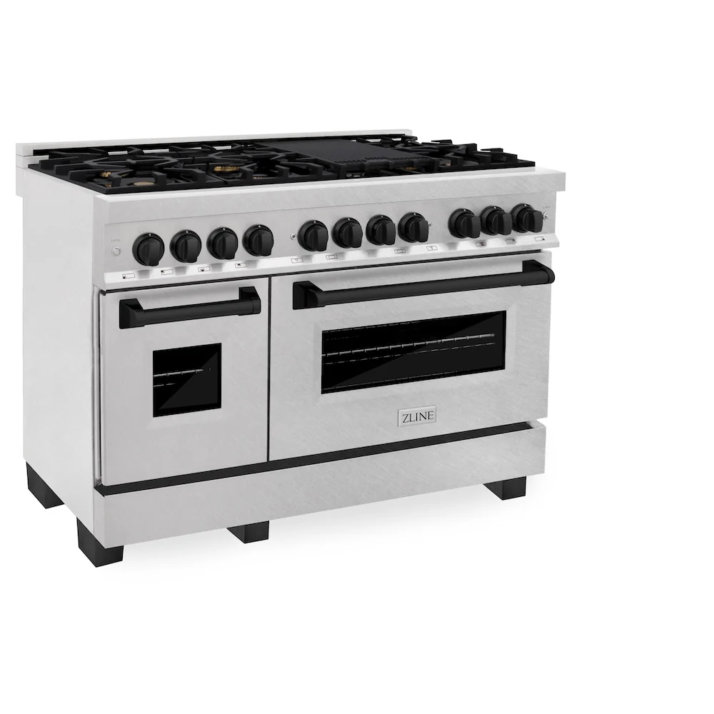 ZLINE Autograph Edition 48 in. 6.0 cu. ft. Legacy Dual Fuel Range with 7 Burner Gas Cooktop and 2 Electric Ovens in Satin Stainless Steel and Matte Black Accents, Open Box-Great Condition - Image 7