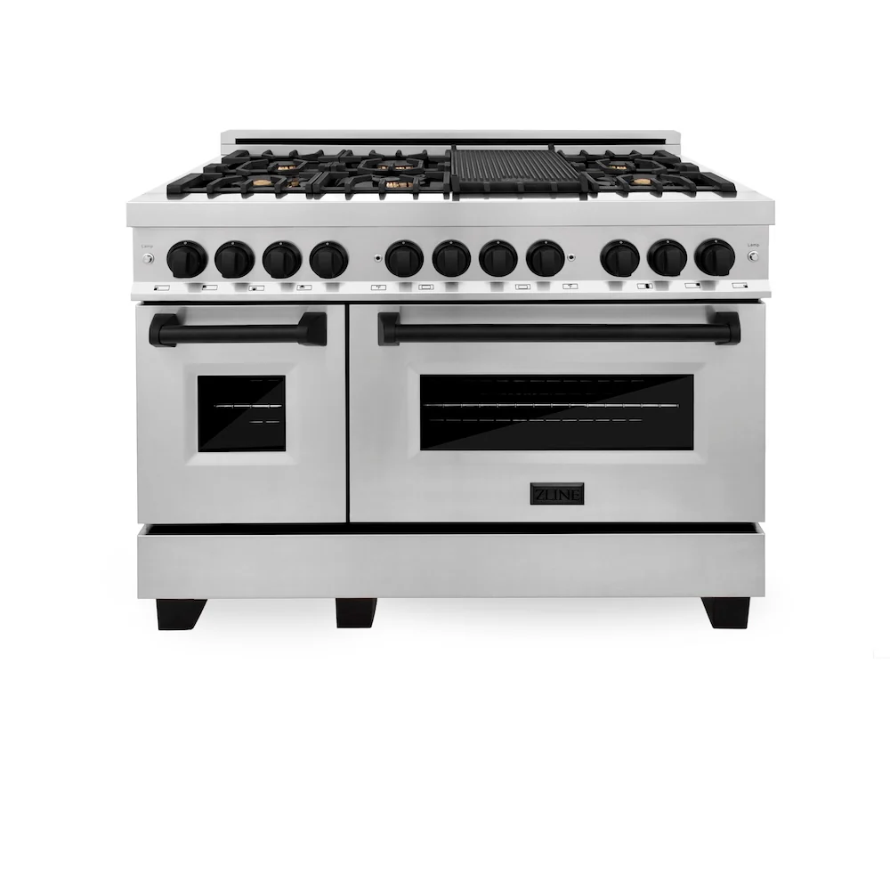 ZLINE Autograph Edition 48 in. 6.0 cu. ft. Legacy Dual Fuel Range with 7 Burner Gas Cooktop and 2 Electric Ovens in Stainless Steel and Matte Black Accents, Open Box-Great Condition - Image 4