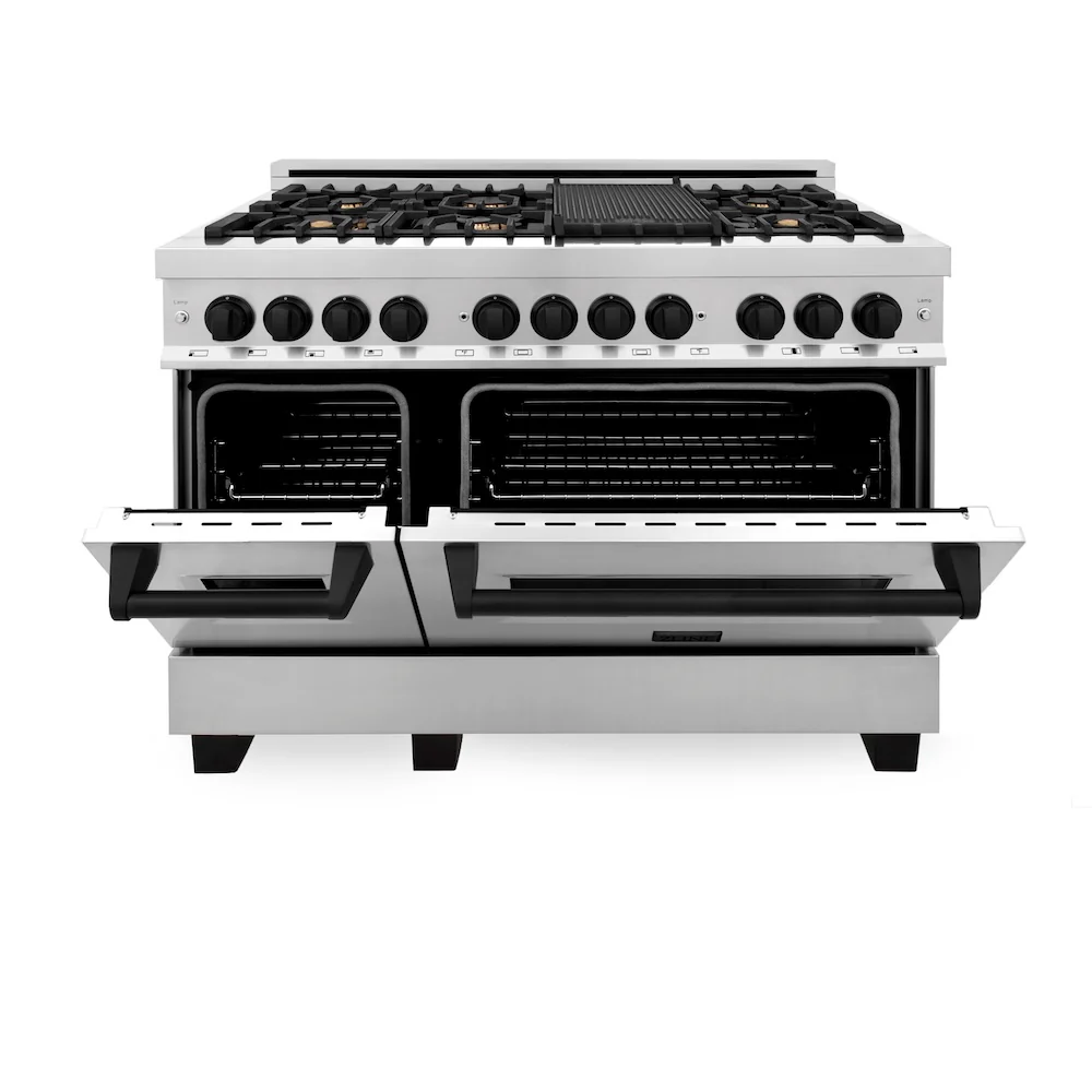 ZLINE Autograph Edition 48 in. 6.0 cu. ft. Legacy Dual Fuel Range with 7 Burner Gas Cooktop and 2 Electric Ovens in Stainless Steel and Matte Black Accents, Open Box-Great Condition - Image 5