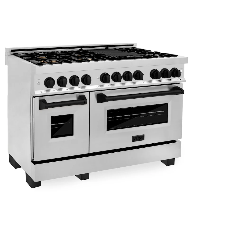 ZLINE Autograph Edition 48 in. 6.0 cu. ft. Legacy Dual Fuel Range with 7 Burner Gas Cooktop and 2 Electric Ovens in Stainless Steel and Matte Black Accents, Open Box-Great Condition - Image 7