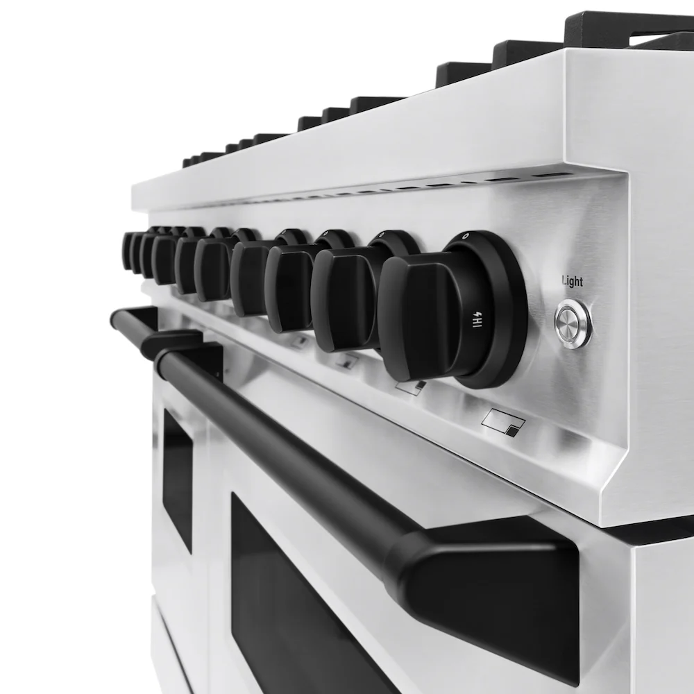 ZLINE Autograph Edition 48 in. 6.7 cu. ft. Classic Double Oven Dual Fuel Range with 8 Burner Gas Cooktop in Stainless Steel and Matte Black Accents, Open Box-Great Condition - Image 10