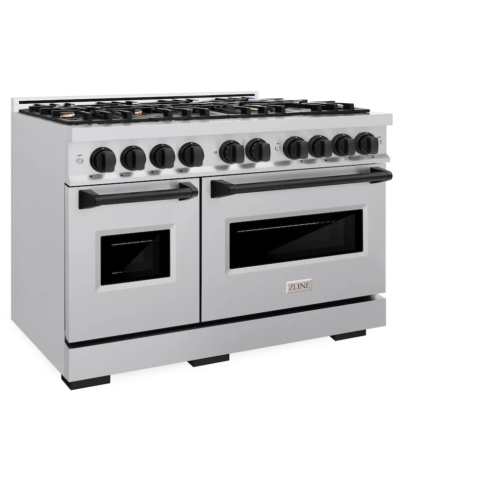 ZLINE Autograph Edition 48 in. 6.7 cu. ft. Classic Double Oven Dual Fuel Range with 8 Burner Gas Cooktop in Stainless Steel and Matte Black Accents, Open Box-Great Condition - Image 7