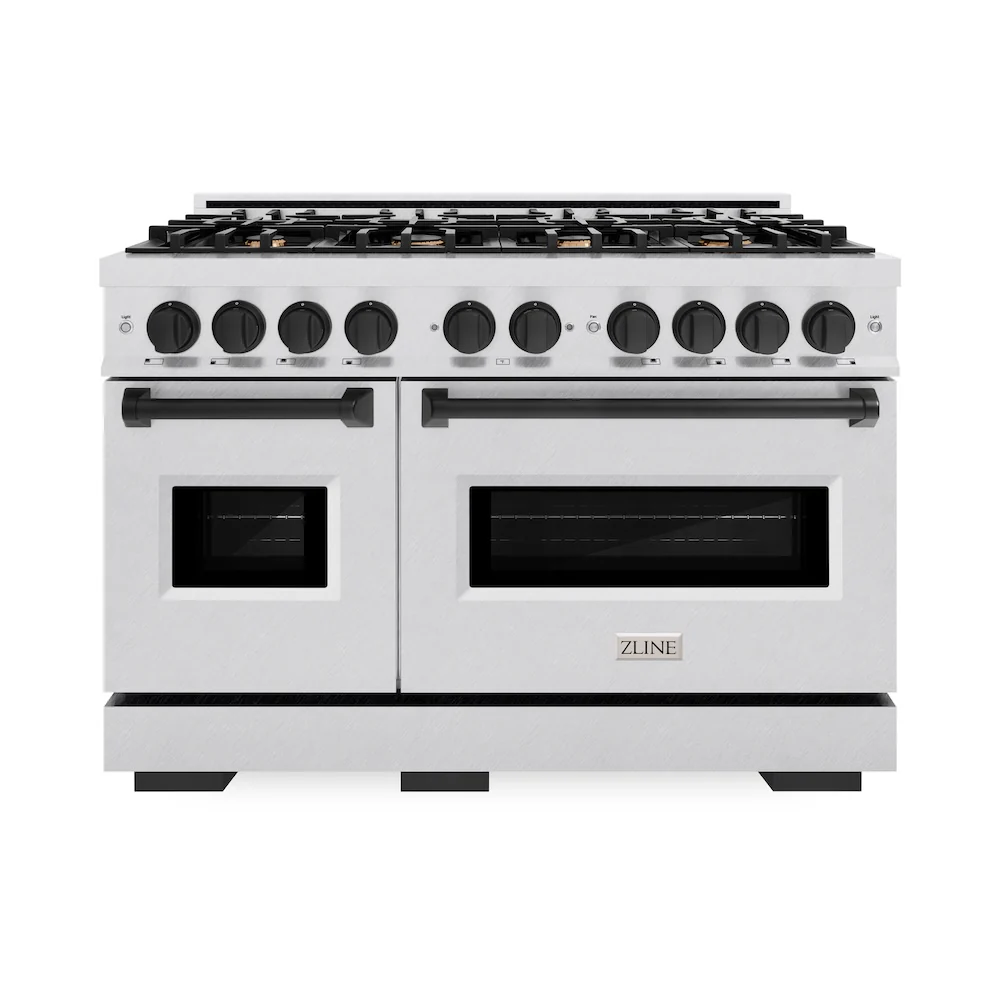 ZLINE Autograph Edition 48 in. 6.7 cu. ft. Classic Double Oven Gas Range with 8 Burner Cooktop in Satin Stainless Steel and Matte Black Accents, Open Box-Great Condition - Image 4