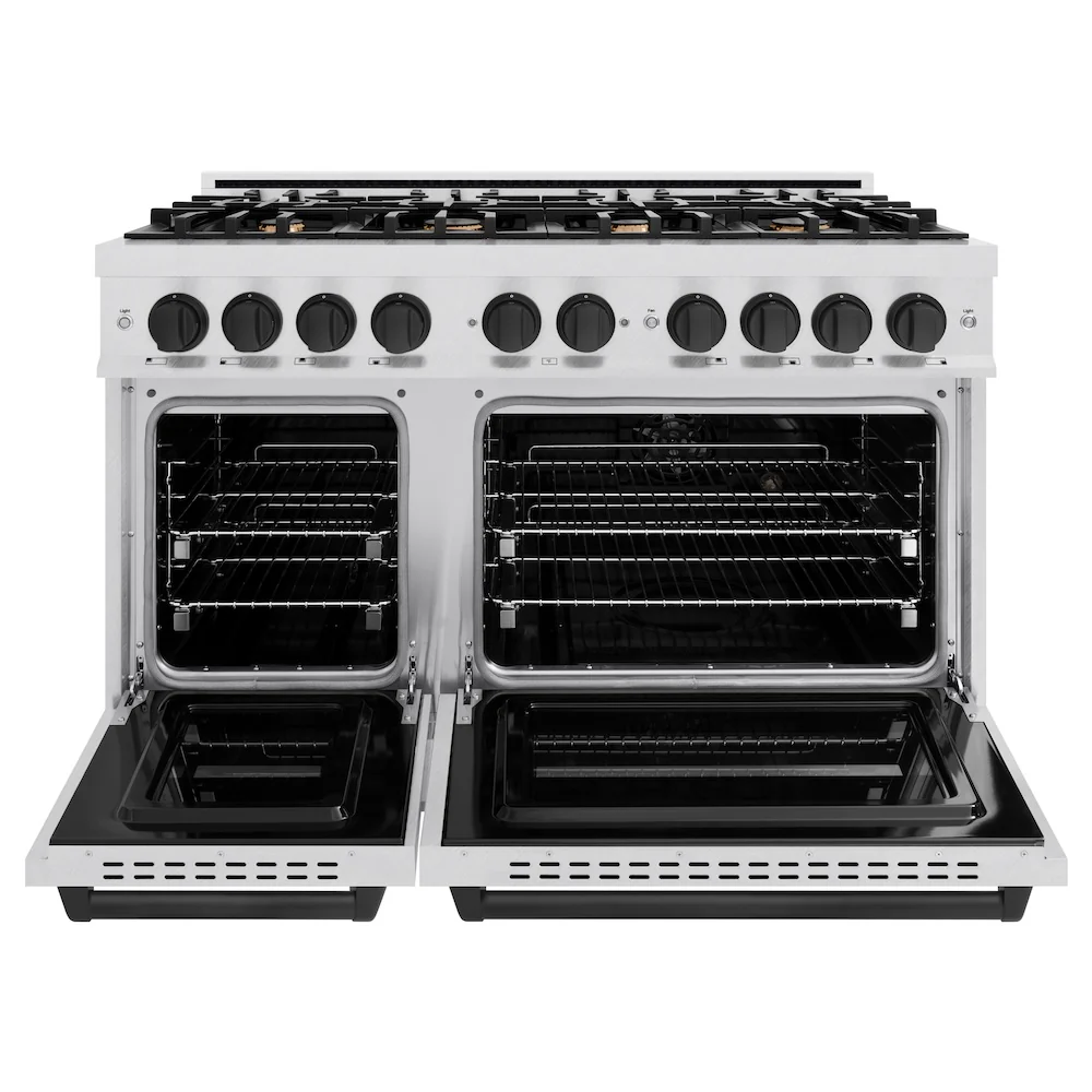 ZLINE Autograph Edition 48 in. 6.7 cu. ft. Classic Double Oven Gas Range with 8 Burner Cooktop in Satin Stainless Steel and Matte Black Accents, Open Box-Great Condition - Image 5