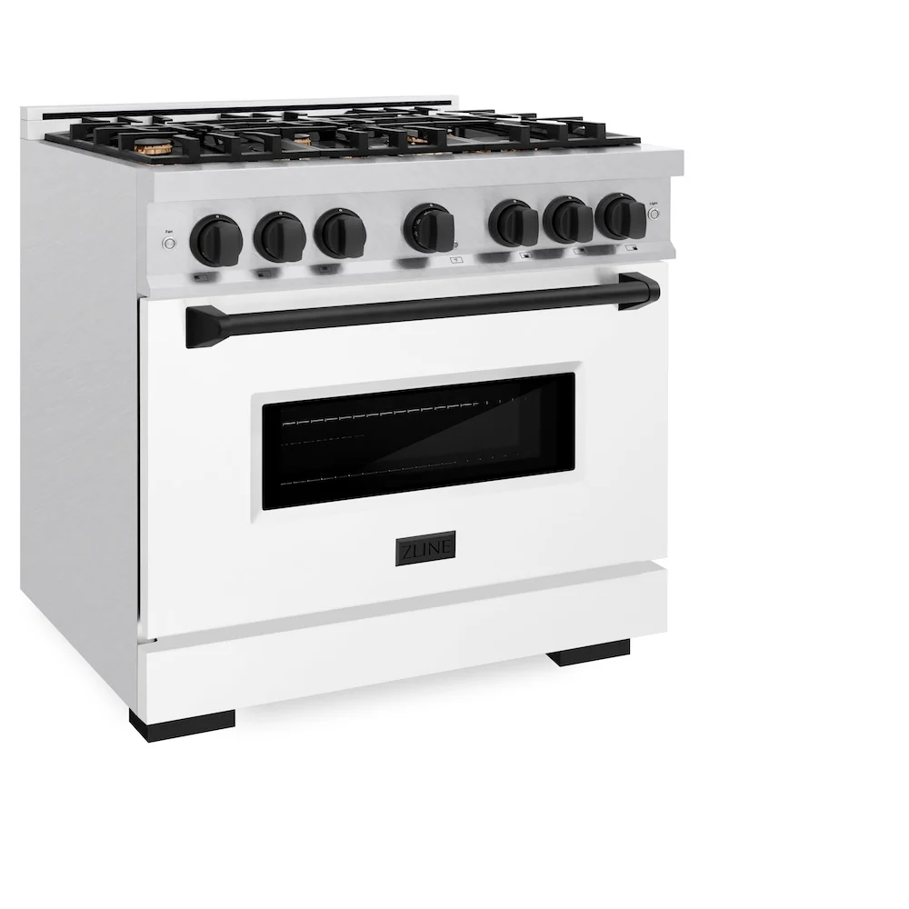 ZLINE Autograph Edition 48 in. 6.7 cu. ft. Classic Double Oven Gas Range with 8 Burner Cooktop in Satin Stainless Steel with White Matte Doors and Champagne Bronze Accents, Open Box-Great Condition - Image 6
