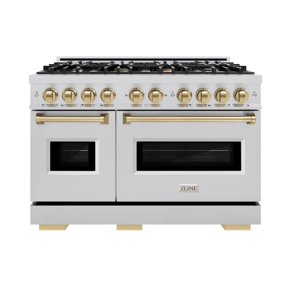ZLINE Autograph Edition 48 in. 6.7 cu. ft. Classic Double Oven Gas Range with 8 Burner Cooktop in Stainless Steel and Champagne Bronze Accents, Open Box-Great Condition - Image 4