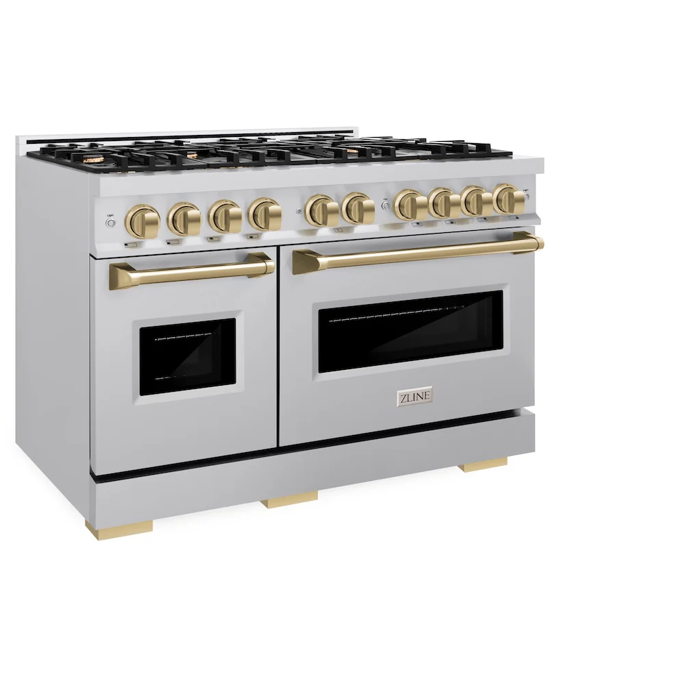ZLINE Autograph Edition 48 in. 6.7 cu. ft. Classic Double Oven Gas Range with 8 Burner Cooktop in Stainless Steel and Champagne Bronze Accents, Open Box-Great Condition - Image 6