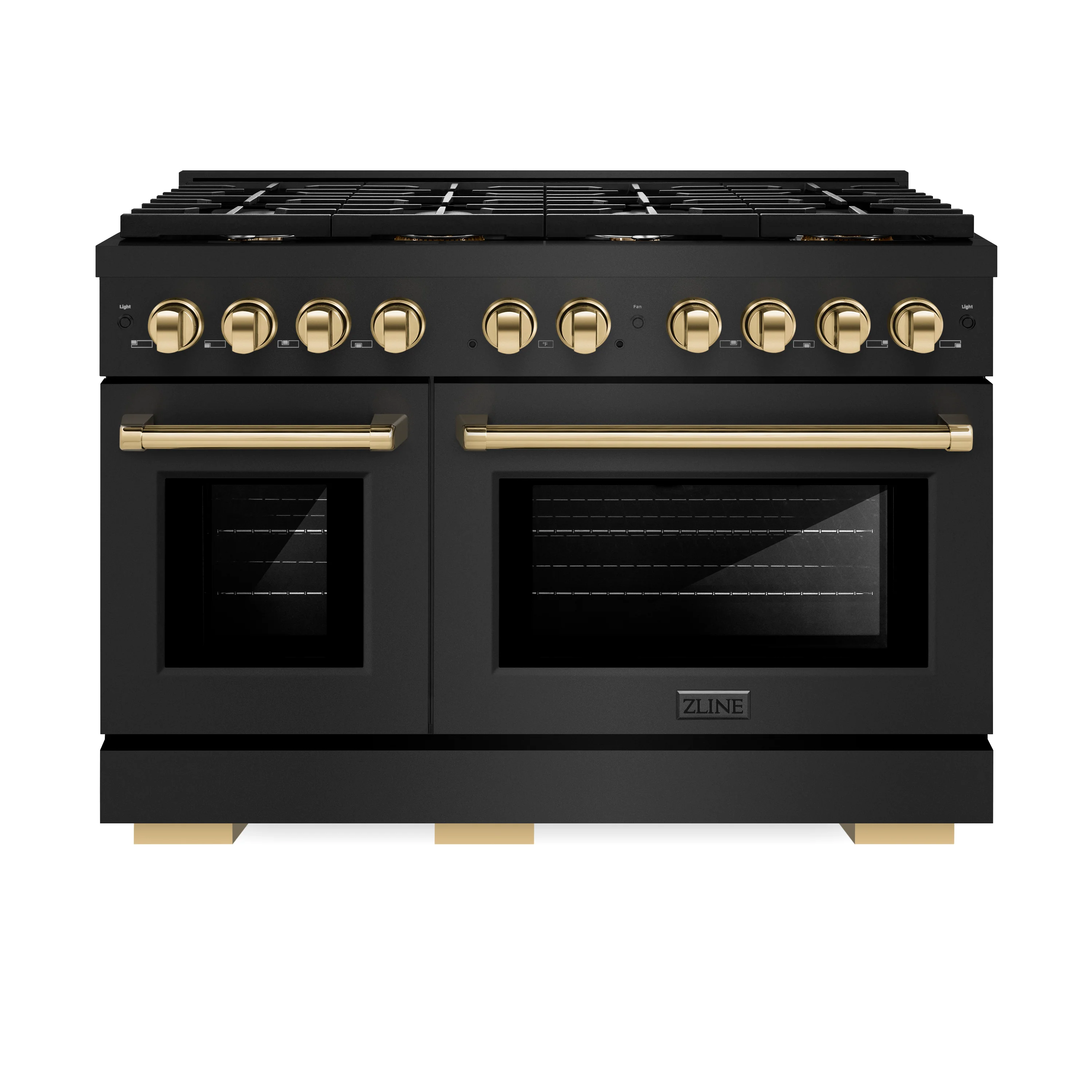 ZLINE Autograph Edition 48 in. 6.7 cu. ft. Paramount Double Oven Gas Range with 8 Burner Cooktop in Black Stainless Steel and Polished Gold Accents, Open Box-Great Condition - Image 4