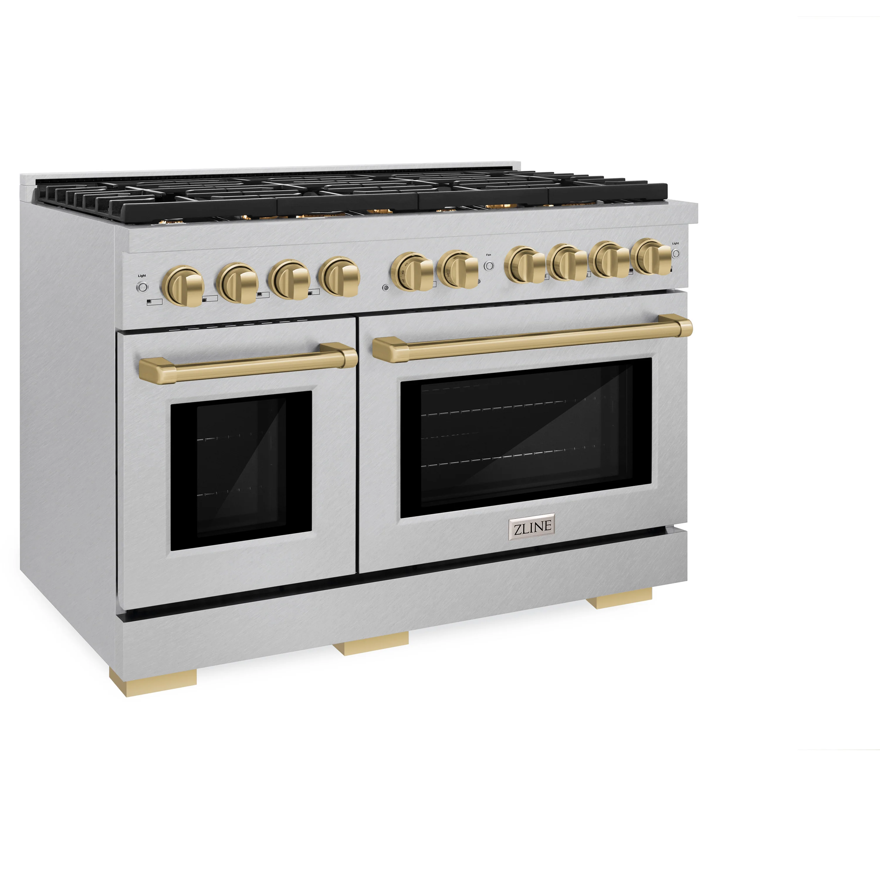 ZLINE Autograph Edition 48 in. 6.7 cu. ft. Paramount Double Oven Gas Range with 8 Burner Cooktop in Satin Stainless Steel and Champagne Bronze Accents, Open Box-Great Condition - Image 6