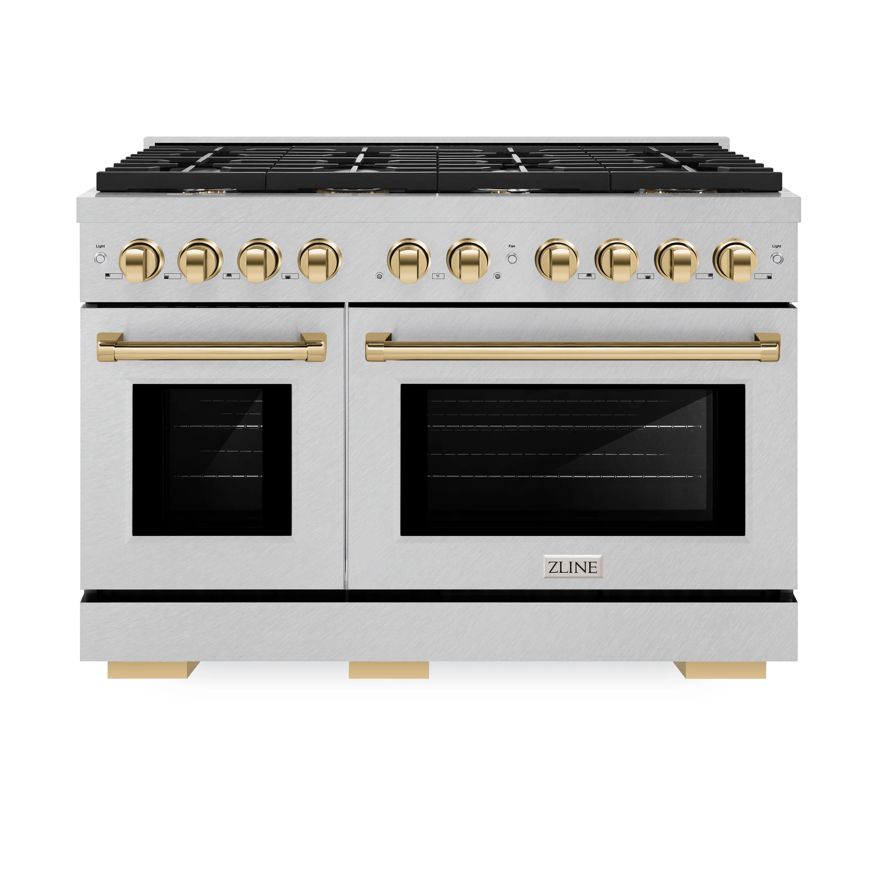 ZLINE Autograph Edition 48 in. 6.7 cu. ft. Paramount Double Oven Gas Range with 8 Burner Cooktop in Satin Stainless Steel and Polished Gold Accents, Open Box-Great Condition - Image 3