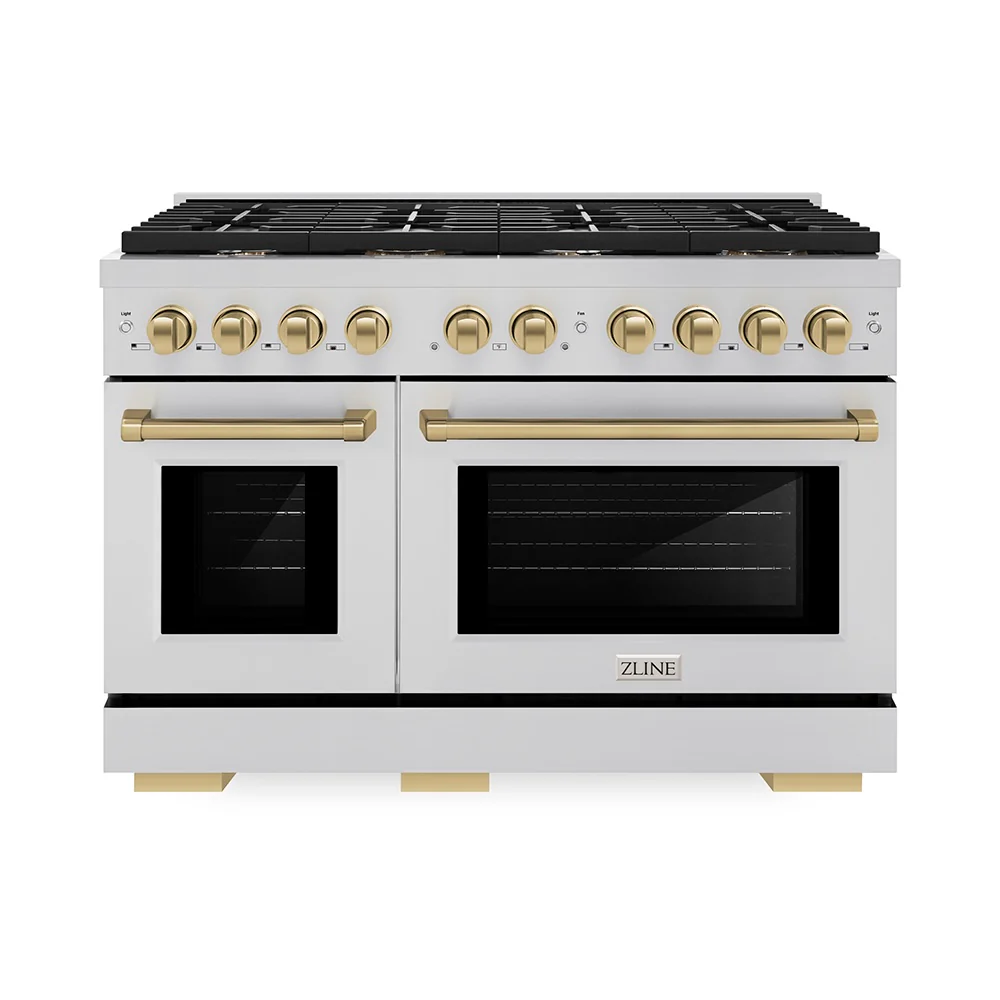 ZLINE Autograph Edition 48 in. 6.7 cu. ft. Paramount Double Oven Gas Range with 8 Burner Cooktop in Stainless Steel and Champagne Bronze Accents, Open Box-Great Condition - Image 3