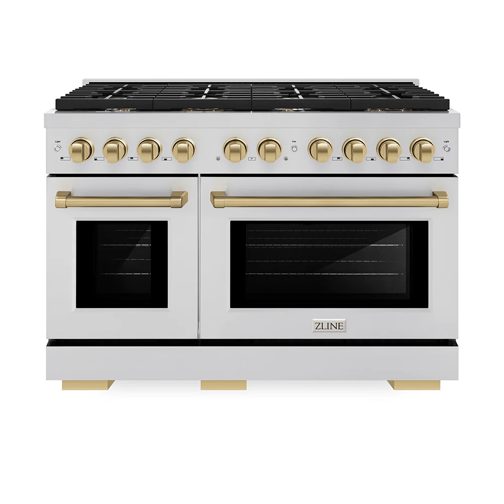 ZLINE Autograph Edition 48 in. 6.7 cu. ft. Paramount Double Oven Gas Range with 8 Burner Cooktop in Stainless Steel and Champagne Bronze Accents, Open Box-Great Condition - Image 4