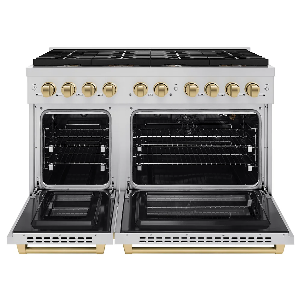 ZLINE Autograph Edition 48 in. 6.7 cu. ft. Paramount Double Oven Gas Range with 8 Burner Cooktop in Stainless Steel and Champagne Bronze Accents, Open Box-Great Condition - Image 5