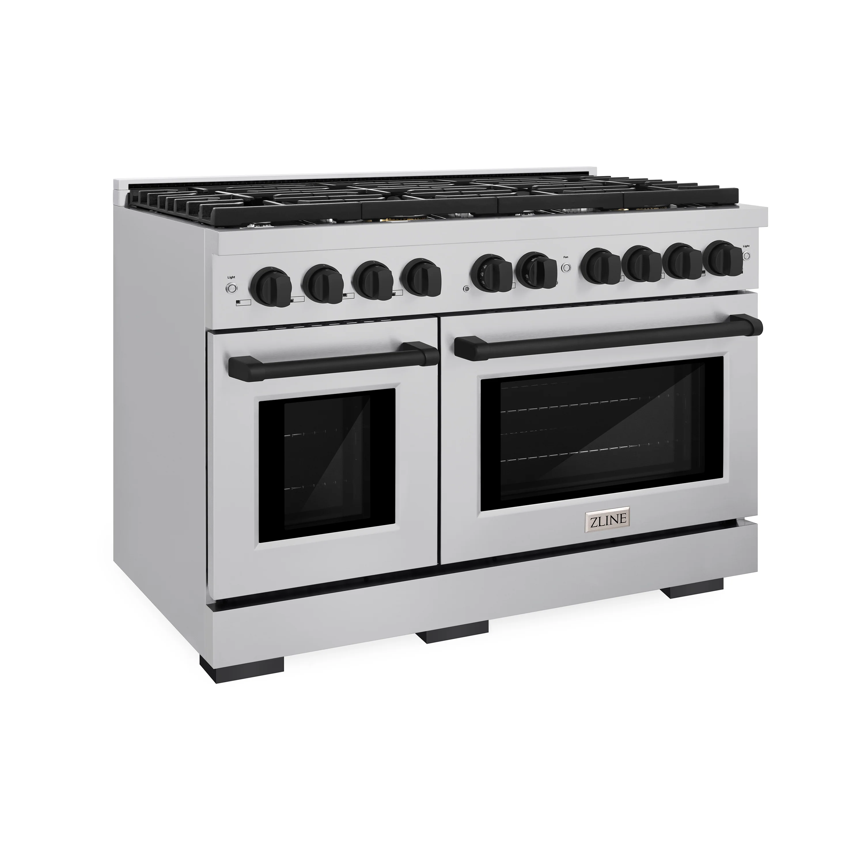 ZLINE Autograph Edition 48 in. 6.7 cu. ft. Paramount Double Oven Gas Range with 8 Burner Cooktop in Stainless Steel and Matte Black Accents, Open Box-Great Condition