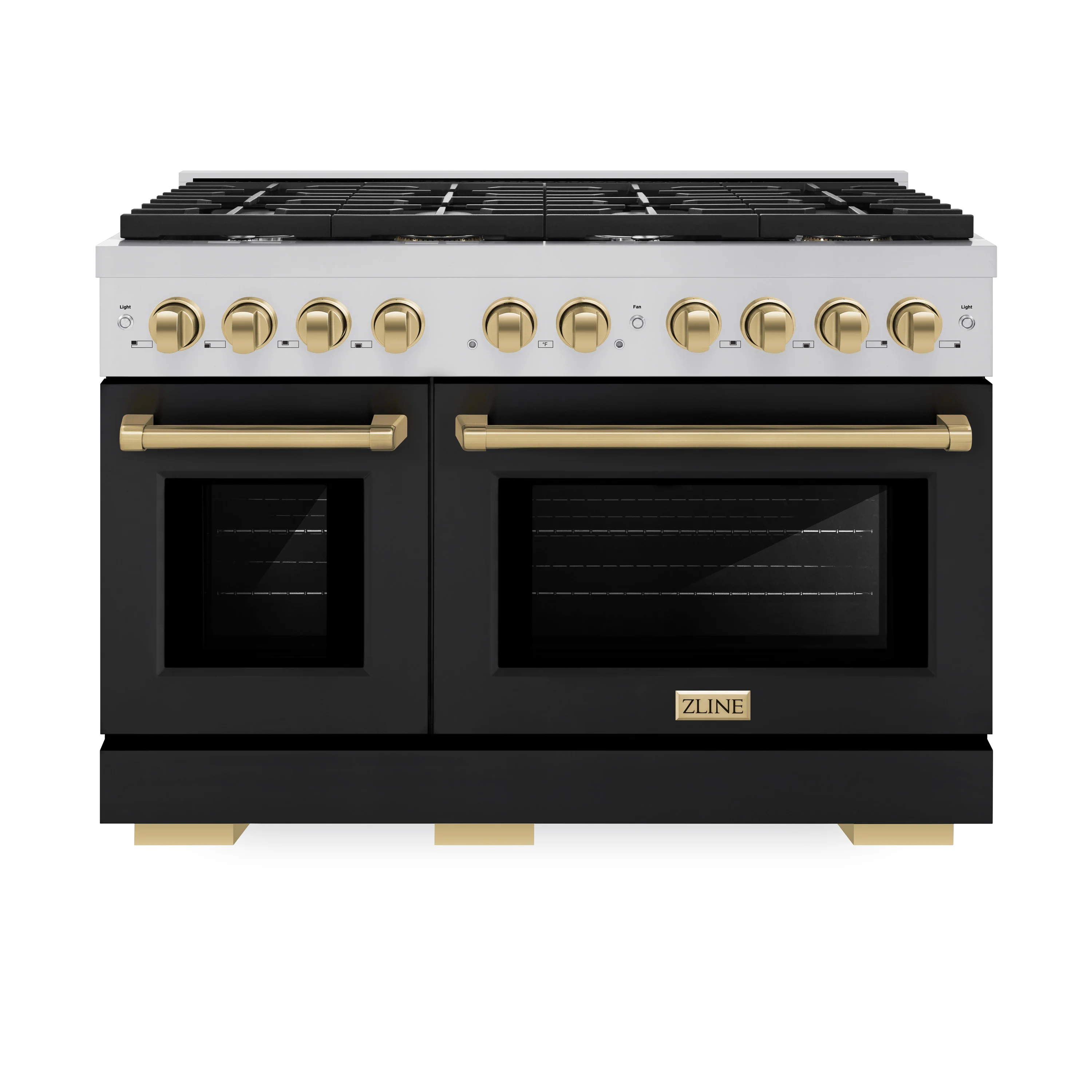 ZLINE Autograph Edition 48 in. 6.7 cu. ft. Paramount Double Oven Gas Range with 8 Burner Cooktop in Stainless Steel with Black Matte Doors and Champagne Bronze Accents, Open Box-Great Condition - Image 3
