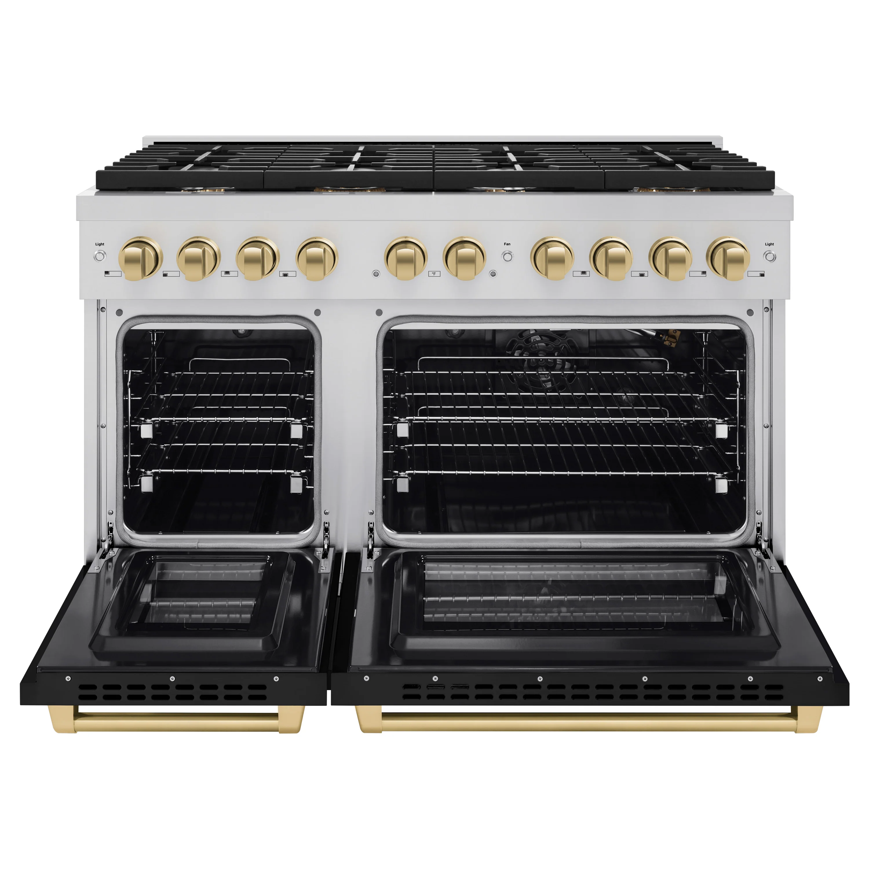 ZLINE Autograph Edition 48 in. 6.7 cu. ft. Paramount Double Oven Gas Range with 8 Burner Cooktop in Stainless Steel with Black Matte Doors and Champagne Bronze Accents, Open Box-Great Condition - Image 5
