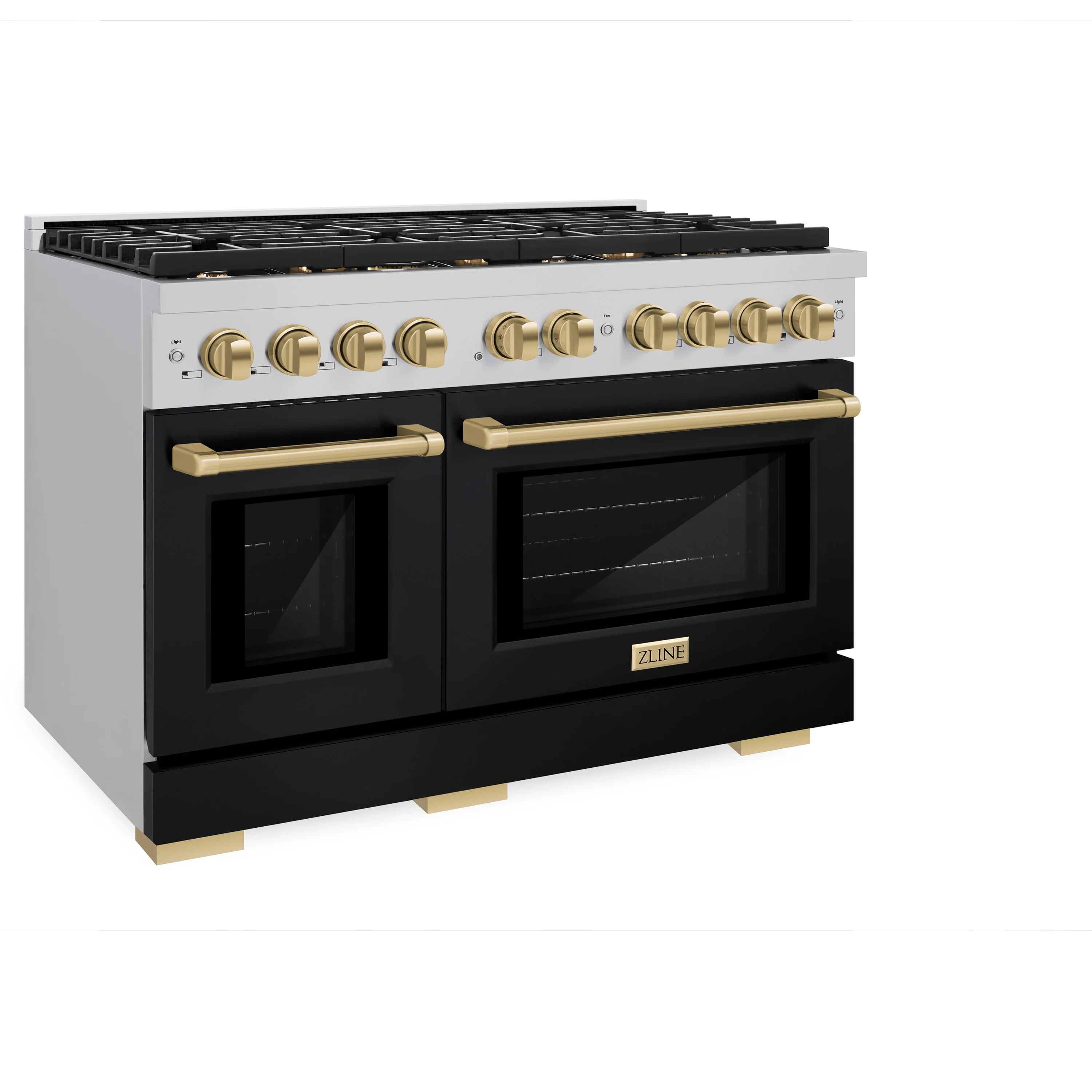 ZLINE Autograph Edition 48 in. 6.7 cu. ft. Paramount Double Oven Gas Range with 8 Burner Cooktop in Stainless Steel with Black Matte Doors and Champagne Bronze Accents, Open Box-Great Condition - Image 6