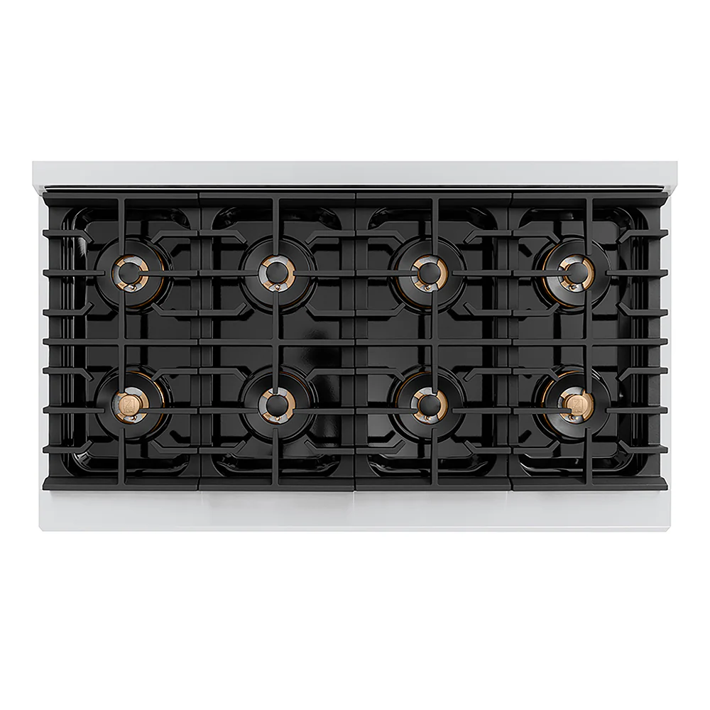 ZLINE Autograph Edition 48 in. 6.7 cu. ft. Paramount Dual Fuel Range with 8 Burner DuoPro™ Cooktop and Dual Ovens in Stainless Steel and Champagne Bronze Accents, Open Box-Great Condition - Image 2