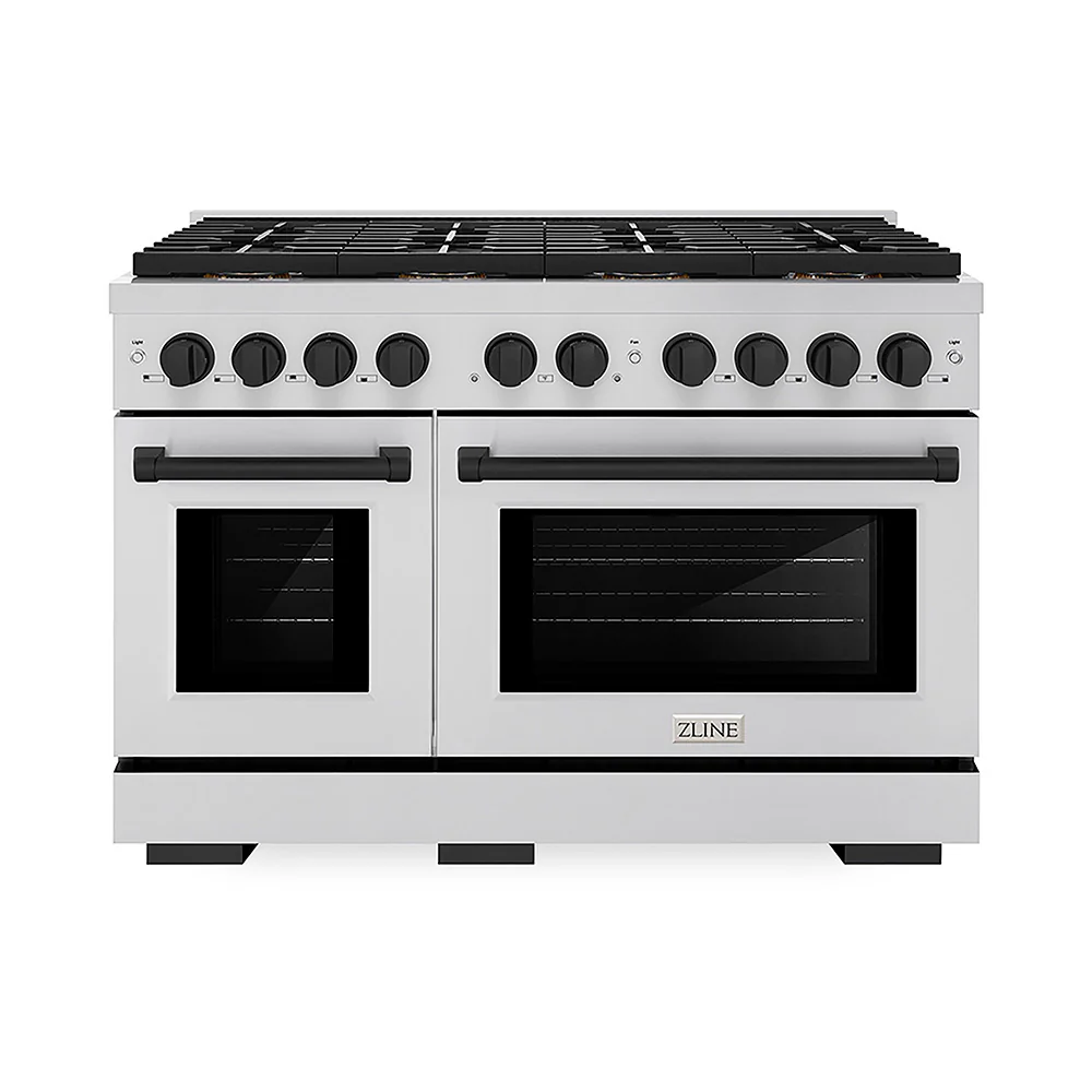 ZLINE Autograph Edition 48 in. 6.7 cu. ft. Paramount Dual Fuel Range with 8 Burner DuoPro™ Cooktop and Dual Ovens in Stainless Steel and Matte Black Accents, Open Box-Great Condition - Image 3