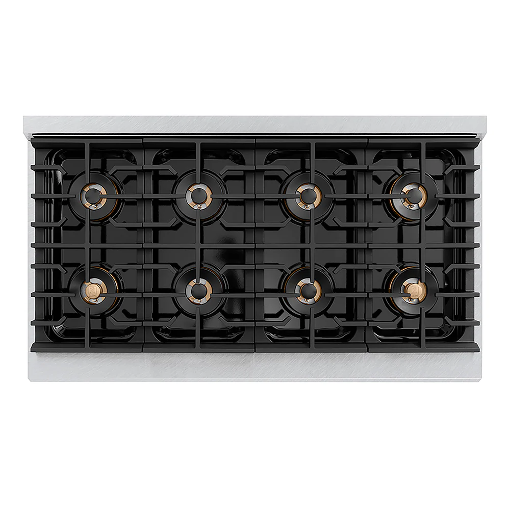ZLINE Autograph Edition 48 in. 6.7 cu. ft. Paramount Gas Range with 8 Burner DuoPro™ Cooktop and Dual Ovens in Satin Stainless Steel and Matte Black Accents, Open Box-Great Condition - Image 2