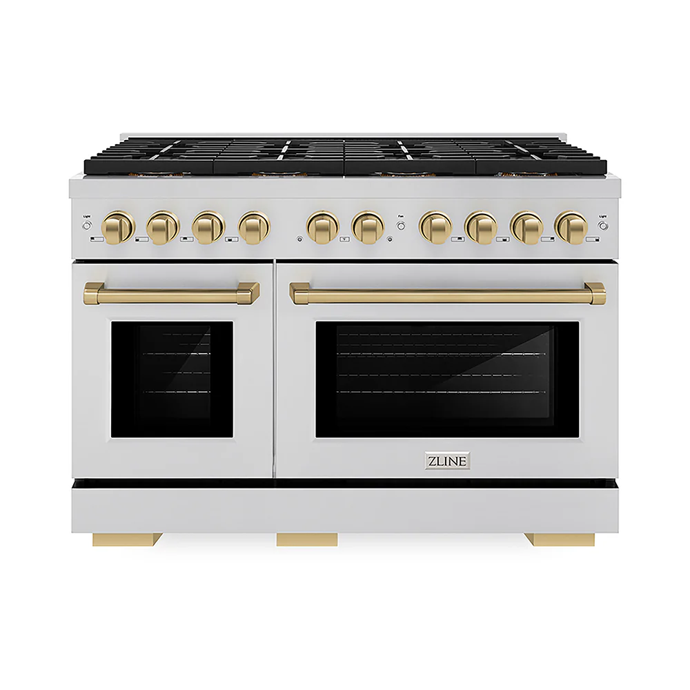ZLINE Autograph Edition 48 in. 6.7 cu. ft. Paramount Gas Range with 8 Burner DuoPro™ Cooktop and Dual Ovens in Stainless Steel and Champagne Bronze Accents, Open Box-Great Condition - Image 3