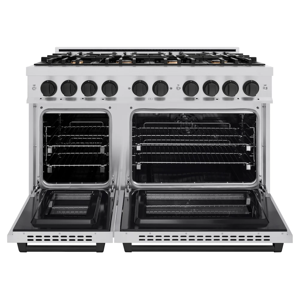 ZLINE Autograph Edition 48 in. 6.7 cu. ft. Select Double Oven Dual Fuel Range with 8 Burner Gas Cooktop in Stainless Steel and Matte Black Accents, Open Box-Great Condition - Image 5
