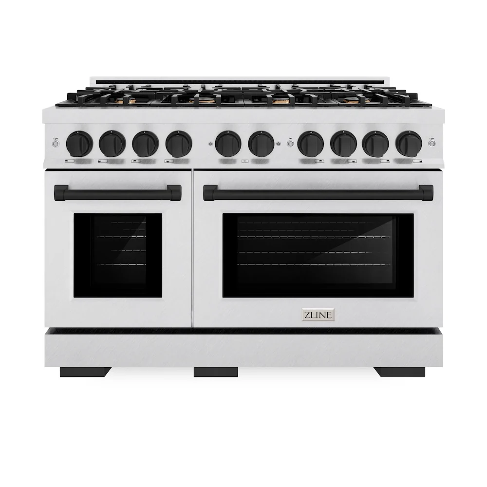 ZLINE Autograph Edition 48 in. 6.7 cu. ft. Select Double Oven Gas Range with 8 Burner Cooktop in Satin Stainless Steel and Matte Black Accents, Open Box-Great Condition - Image 4