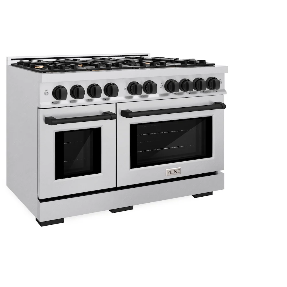 ZLINE Autograph Edition 48 in. 6.7 cu. ft. Select Double Oven Gas Range with 8 Burner Cooktop in Satin Stainless Steel and Matte Black Accents, Open Box-Great Condition - Image 6