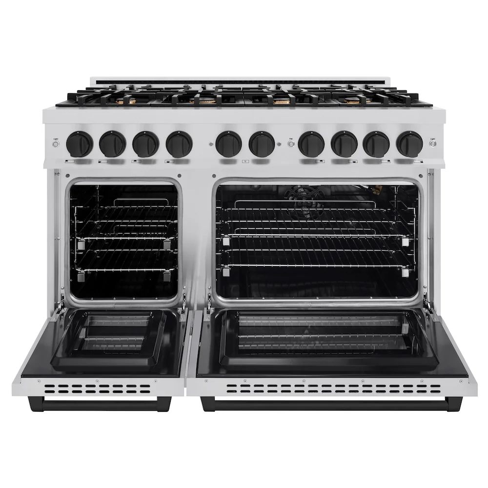 ZLINE Autograph Edition 48 in. 6.7 cu. ft. Select Double Oven Gas Range with 8 Burner Cooktop in Stainless Steel and Matte Black Accents, Open Box-Great Condition - Image 5