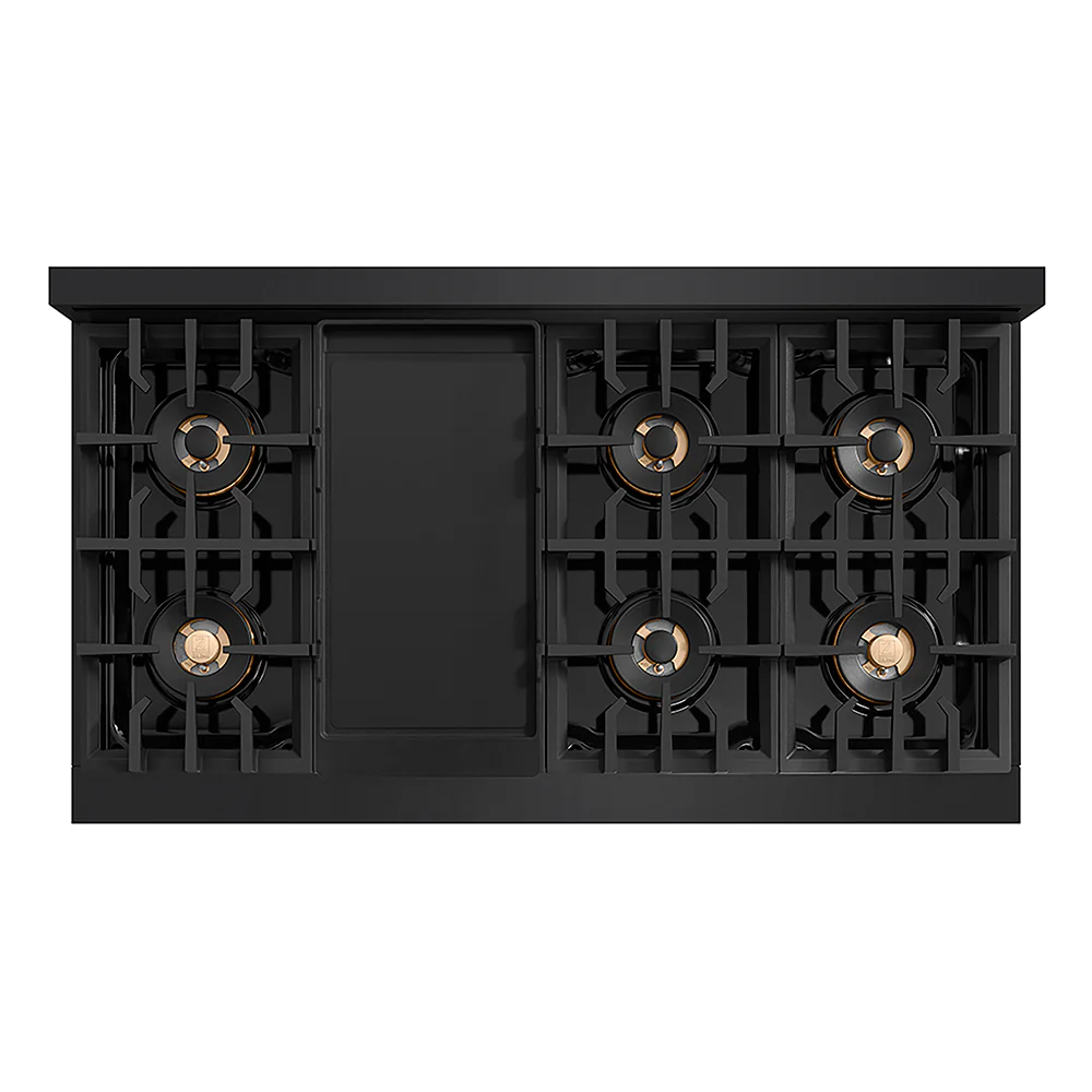 ZLINE Autograph Edition 48 in. Classic Gas Rangetop with 8 Burner DuoPro™ Cooktop in Black Stainless Steel and Polished Gold Accents, Open Box-Great Condition - Image 4