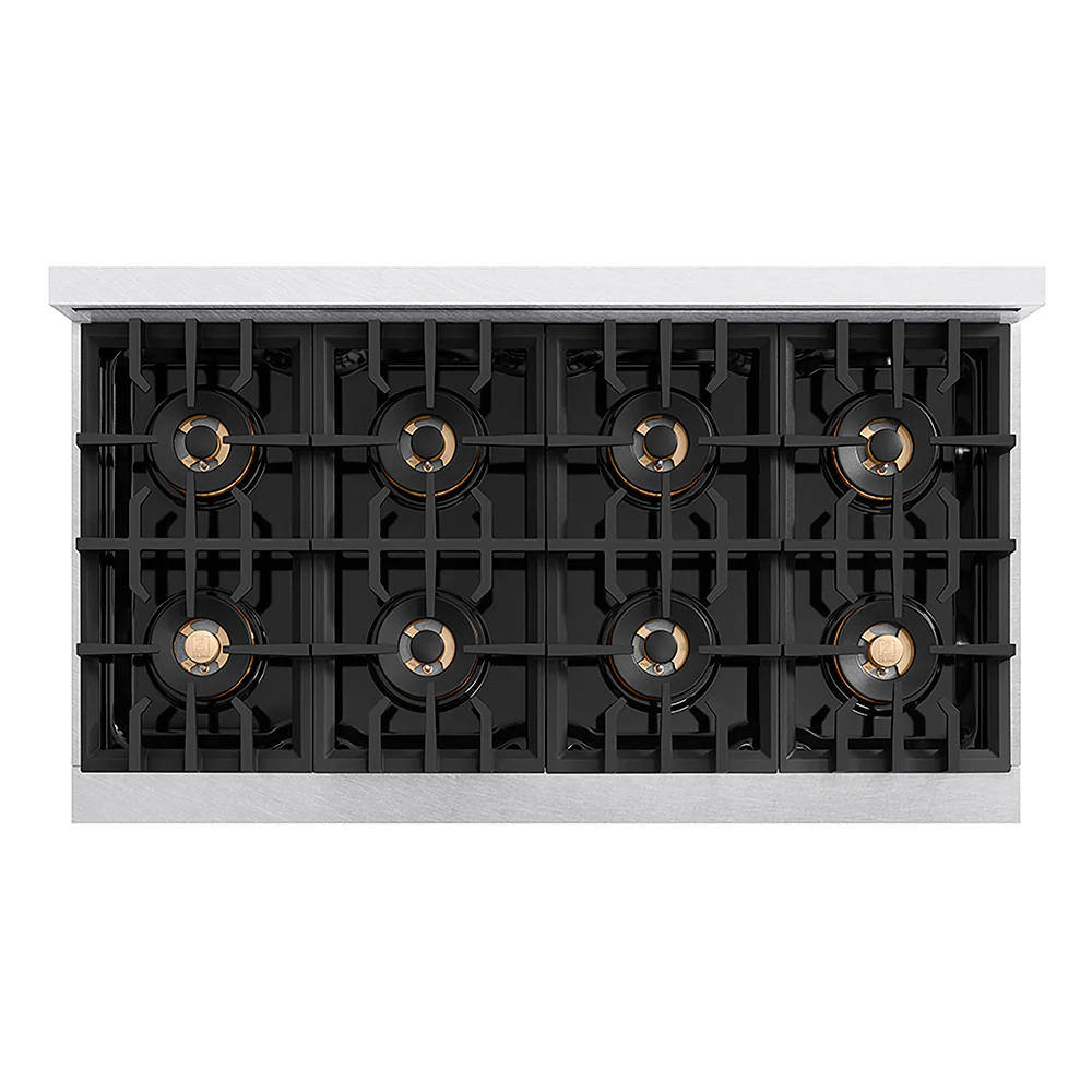 ZLINE Autograph Edition 48 in. Classic Gas Rangetop with 8 Burner DuoPro™ Cooktop in Satin Stainless Steel and Champagne Bronze Accents, Open Box-Great Condition - Image 2