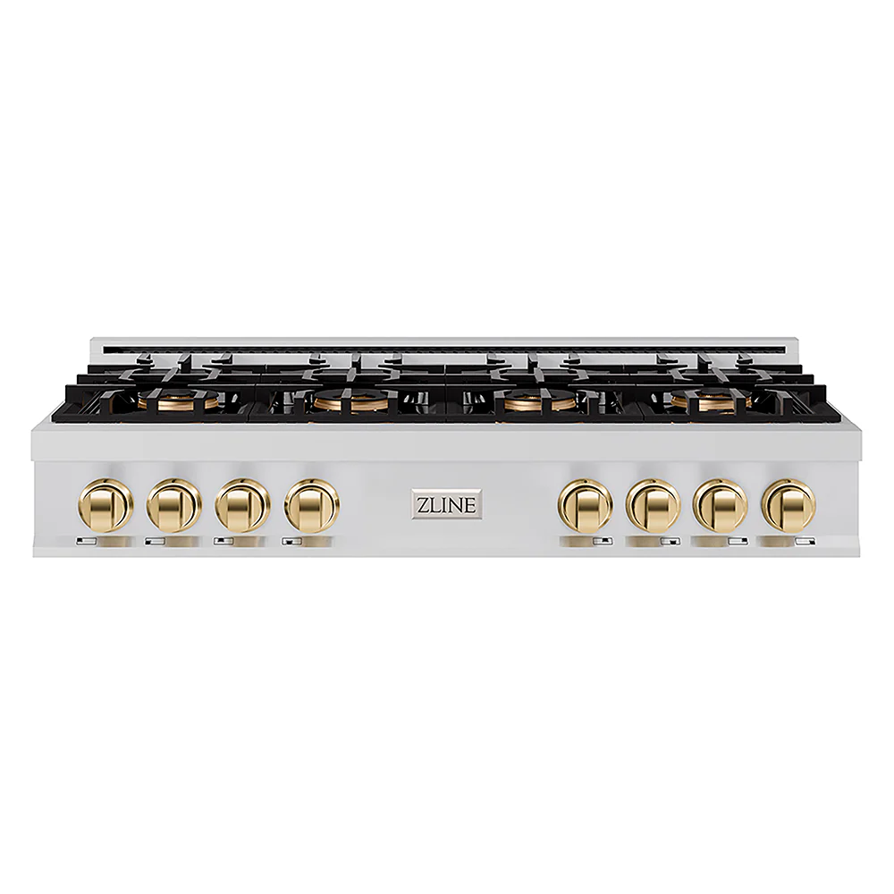 ZLINE Autograph Edition 48 in. Classic Gas Rangetop with 8 Burner DuoPro™ Cooktop in Stainless Steel and Polished Gold Accents, Open Box-Great Condition - Image 3