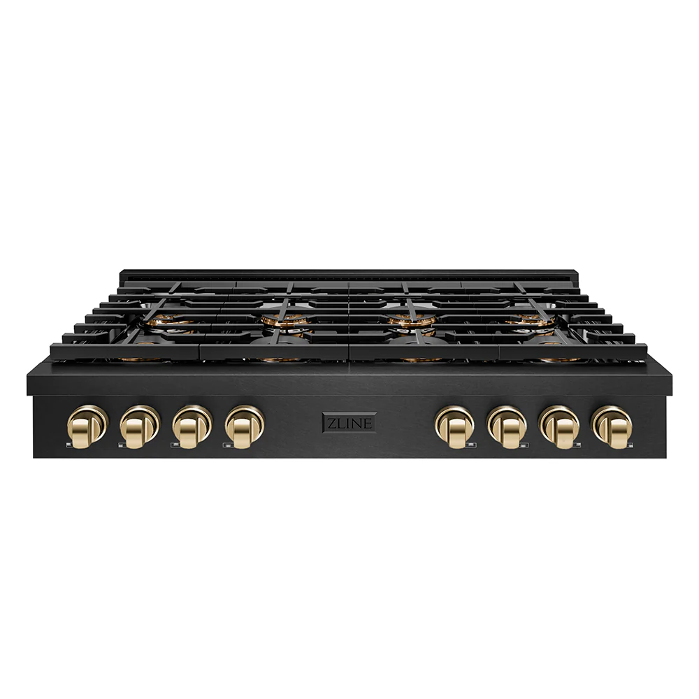 ZLINE Autograph Edition 48 in. Paramount Gas Rangetop with 8 Burner DuoPro™ Cooktop in Black Satin Stainless Steel and Polished Gold Accents, Open Box-Great Condition - Image 3
