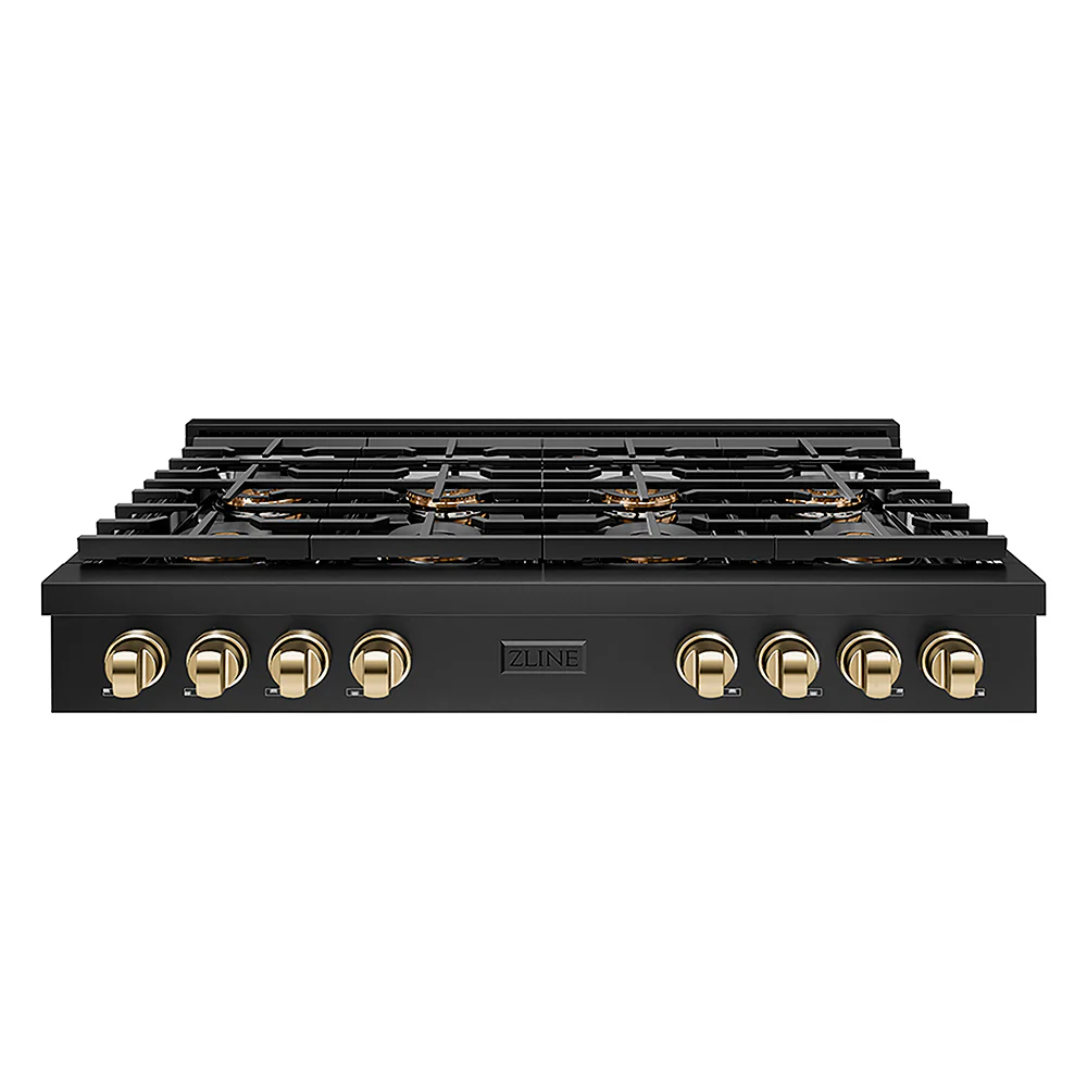 ZLINE Autograph Edition 48 in. Paramount Gas Rangetop with 8 Burner DuoPro™ Cooktop in Black Stainless Steel and Polished Gold Accents, Open Box-Great Condition - Image 3