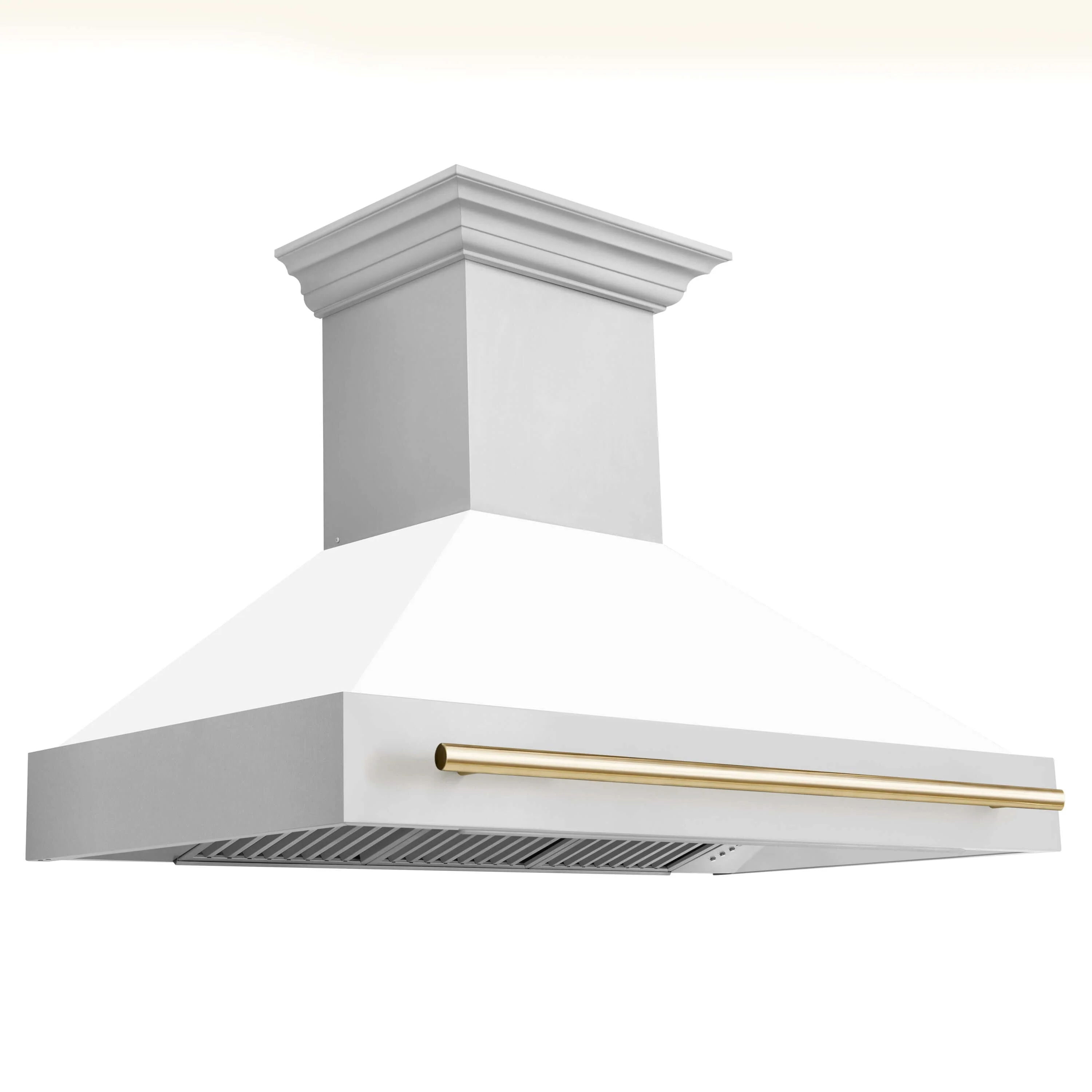 ZLINE Autograph Edition 48 in. Kitchen Package with Stainless Steel Dual Fuel Range with White Matte Door and Range Hood with Polished Gold Accents (2AKP-RAWMRH48-G) - Image 10