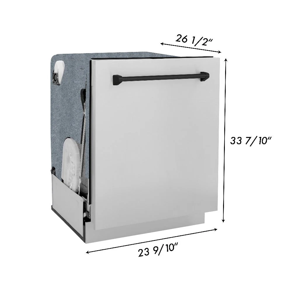 ZLINE Autograph Edition 48 in. Kitchen Package with Stainless Steel Dual Fuel Range, Range Hood, Dishwasher and Refrigeration Including External Water Dispenser with Matte Black Accents (4AKPR-RARHDWM48-MB) - Image 23