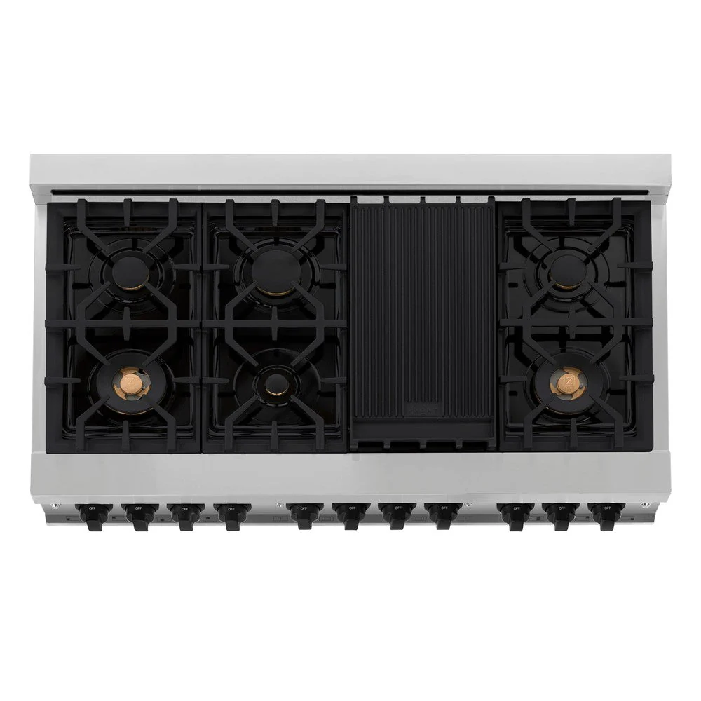 ZLINE Autograph Edition 48 in. Kitchen Package with Stainless Steel Dual Fuel Range, Range Hood, Dishwasher and Refrigeration Including External Water Dispenser with Matte Black Accents (4AKPR-RARHDWM48-MB) - Image 6