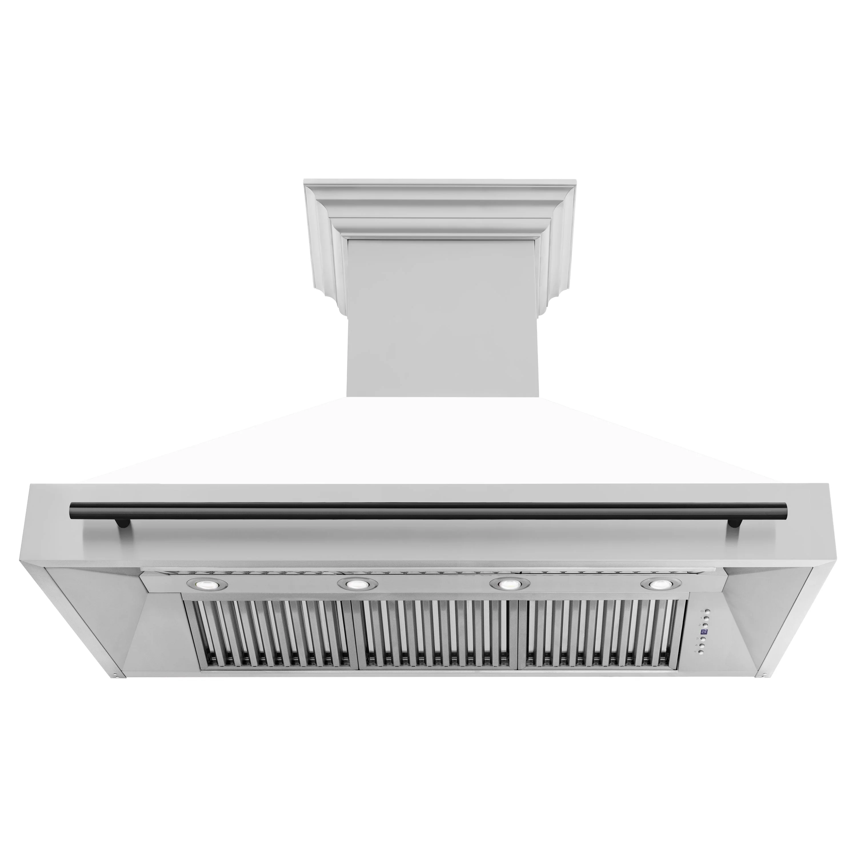 ZLINE Autograph Edition 48 in. Kitchen Package with Stainless Steel Dual Fuel Range with White Matte Door and Range Hood with Matte Black Accents (2AKP-RAWMRH48-MB) - Image 12