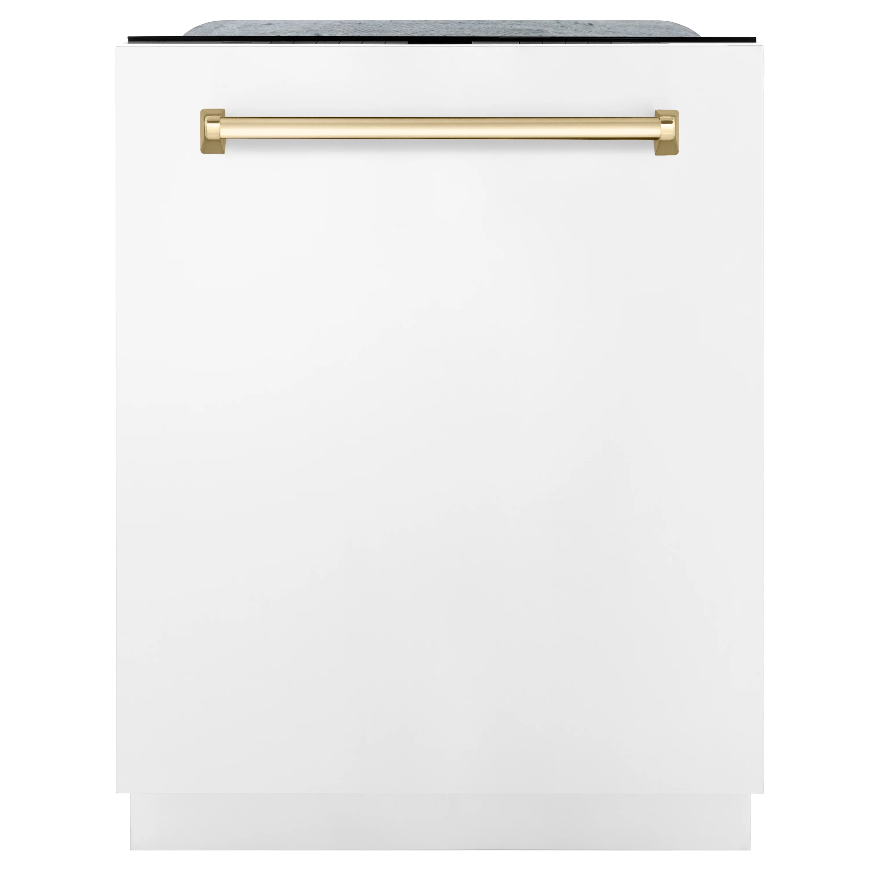 ZLINE 48 in. Autograph Edition Kitchen Package with Stainless Steel Dual Fuel Range with White Matte Door, Range Hood and Dishwasher with Polished Gold  Accents (3AKP-RAWMRHDWM48-G) - Image 11