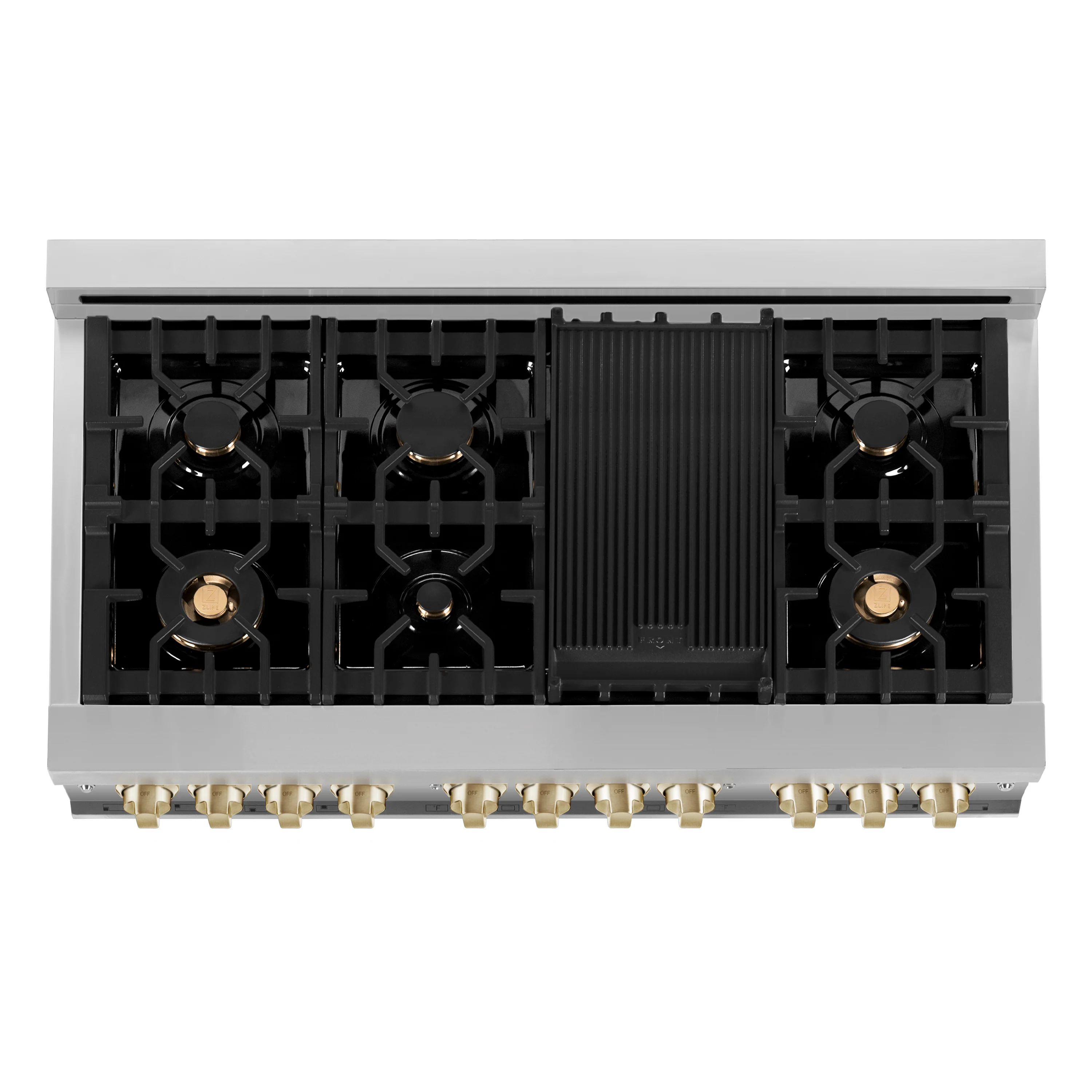 ZLINE 48 in. Autograph Edition Kitchen Package with Stainless Steel Dual Fuel Range with White Matte Door, Range Hood and Dishwasher with Polished Gold  Accents (3AKP-RAWMRHDWM48-G) - Image 6