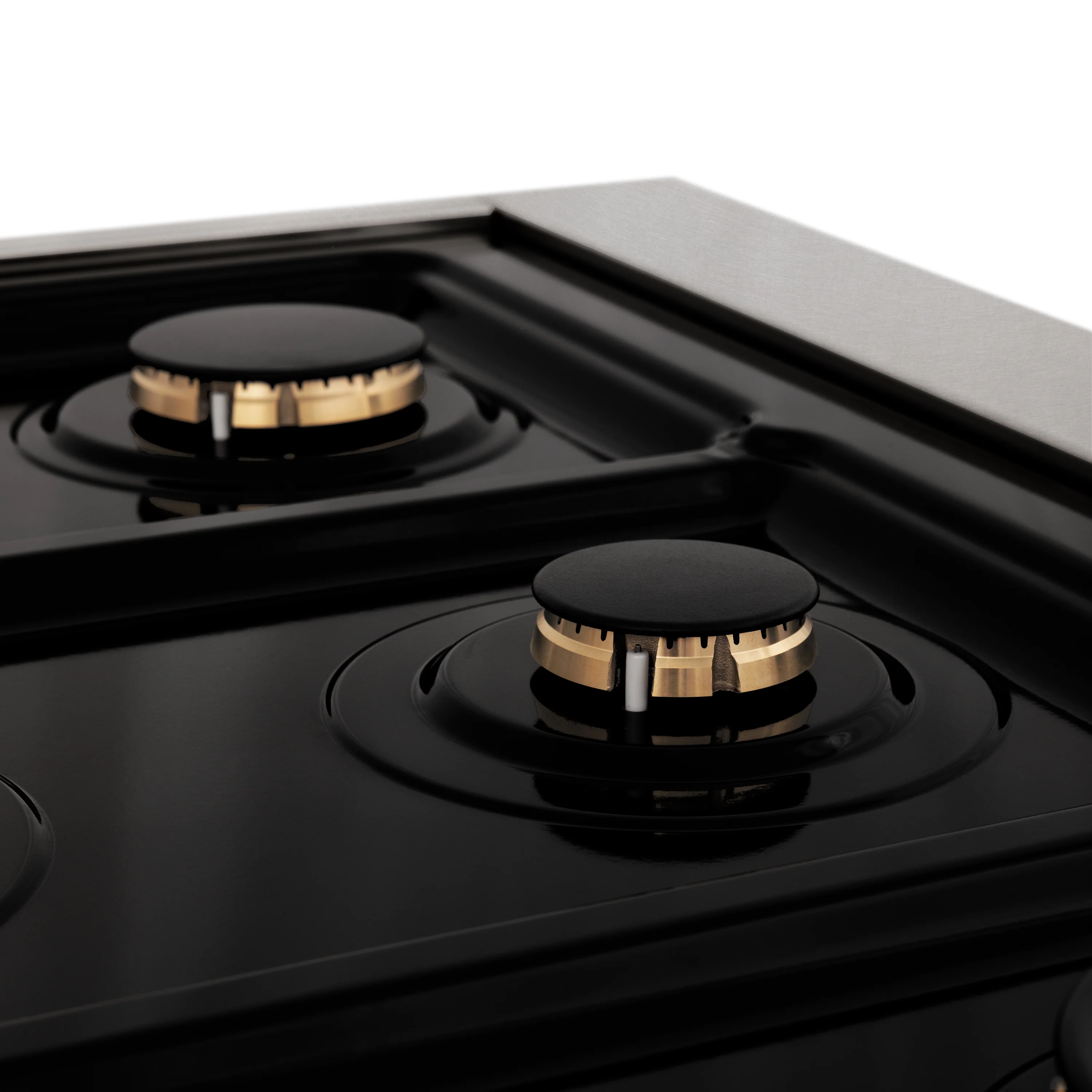 ZLINE Autograph Edition 48 in. 6.0 cu. ft. Legacy Dual Fuel Range with 7 Burner Gas Cooktop and 2 Electric Ovens in Satin Stainless Steel with Black Matte Doors and Polished Gold Accents (RASZ-BLM-48-G) - Image 9