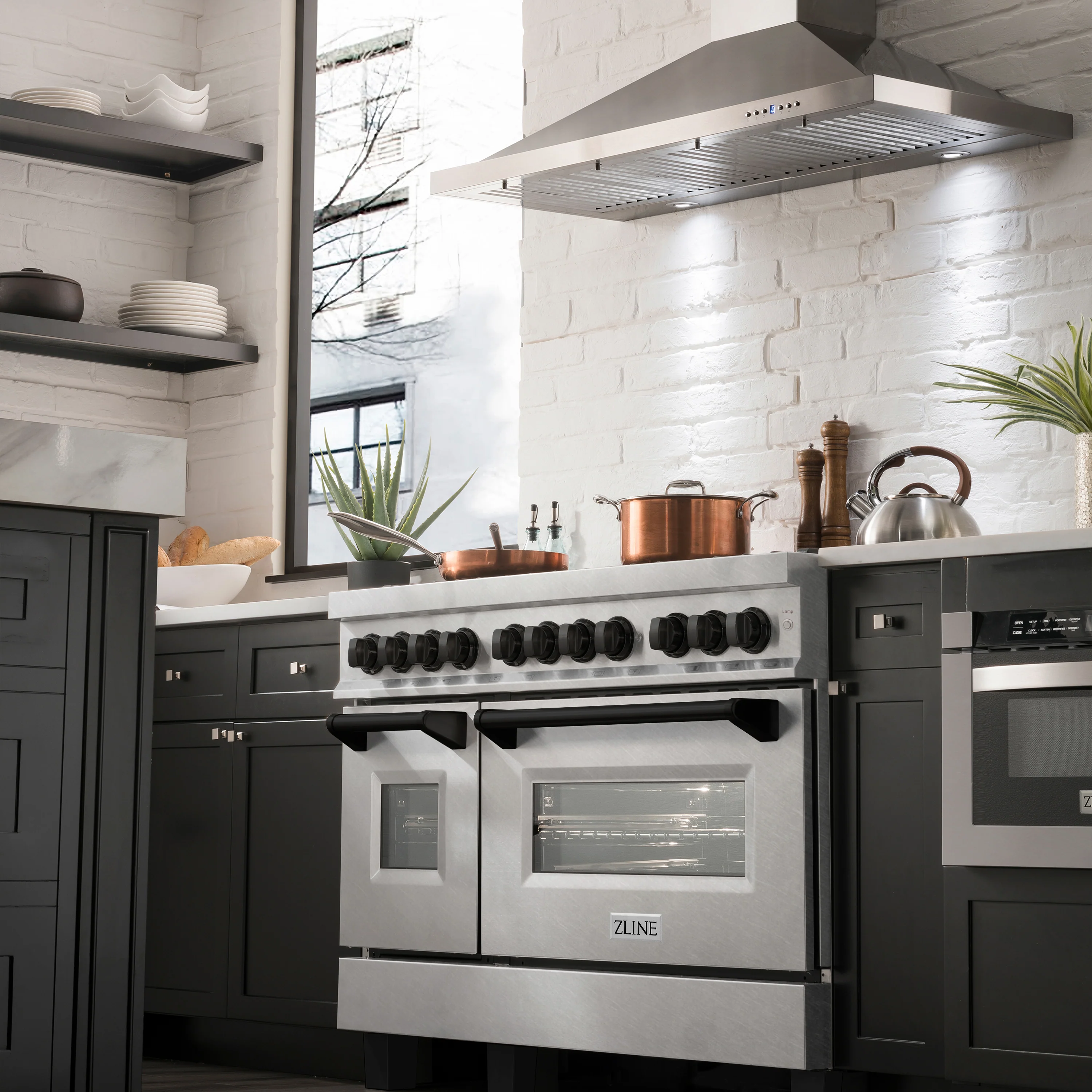 ZLINE Autograph Edition 48 in. 6.0 cu. ft. Legacy Dual Fuel Range with 7 Burner Gas Cooktop and 2 Electric Ovens in Satin Stainless Steel and Matte Black Accents (RASZ-SN-48-MB) - Image 17