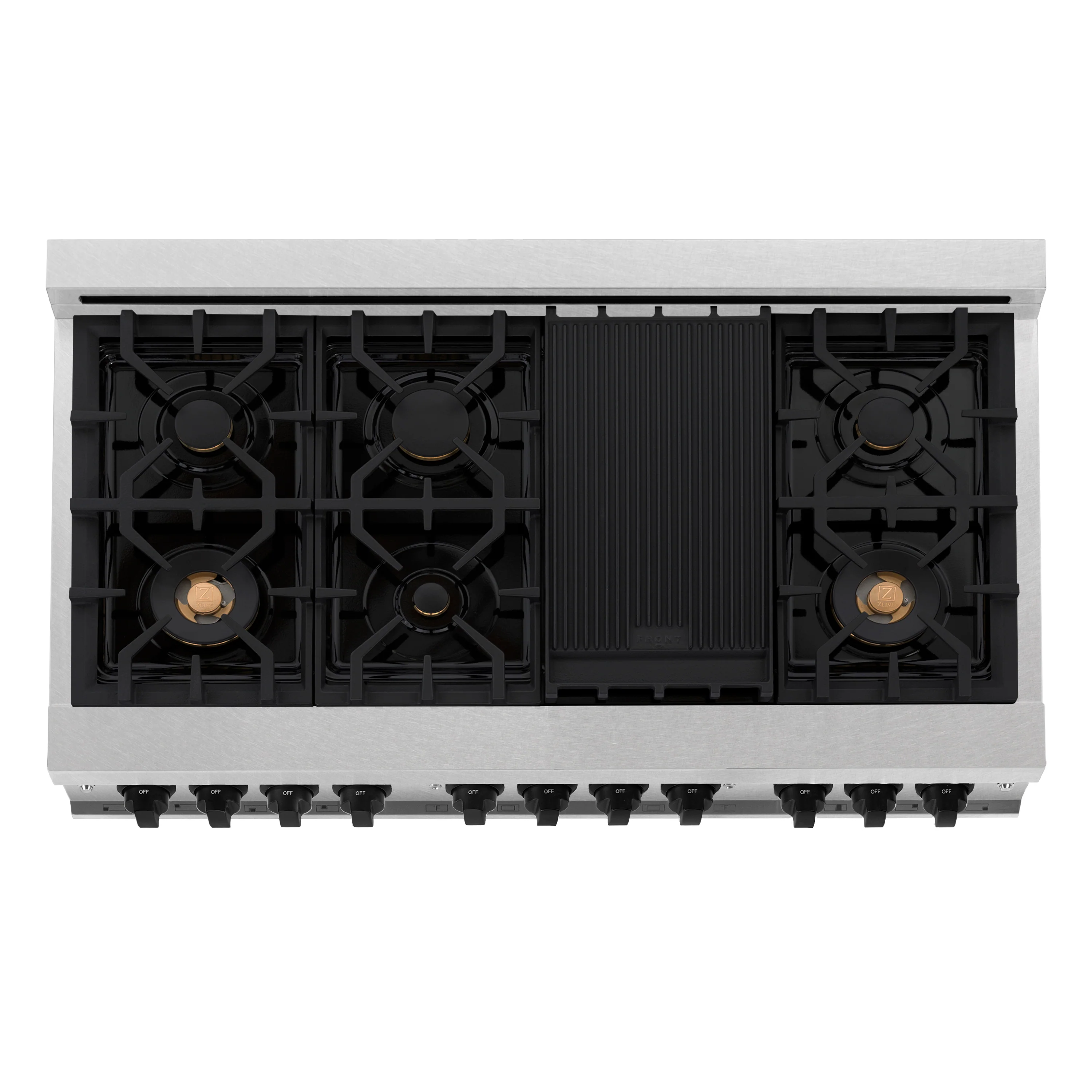 ZLINE Autograph Edition 48 in. 6.0 cu. ft. Legacy Dual Fuel Range with 7 Burner Gas Cooktop and 2 Electric Ovens in Satin Stainless Steel and Matte Black Accents (RASZ-SN-48-MB) - Image 9