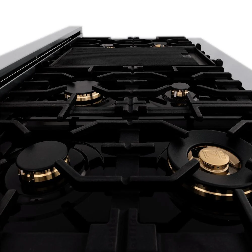 ZLINE Autograph Edition 48 in. 6.0 cu. ft. Legacy Dual Fuel Range with 7 Burner Gas Cooktop and 2 Electric Ovens (RAZ-BLM-48-CB) - Image 7