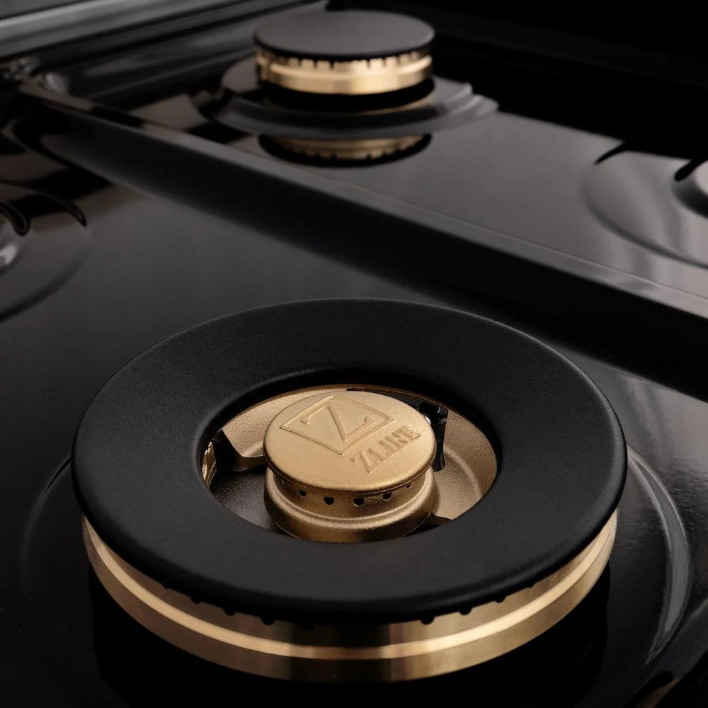 ZLINE Autograph Edition 48 in. 6.0 cu. ft. Legacy Dual Fuel Range with 7 Burner Gas Cooktop and 2 Electric Ovens (RAZ-BLM-48-CB) - Image 9