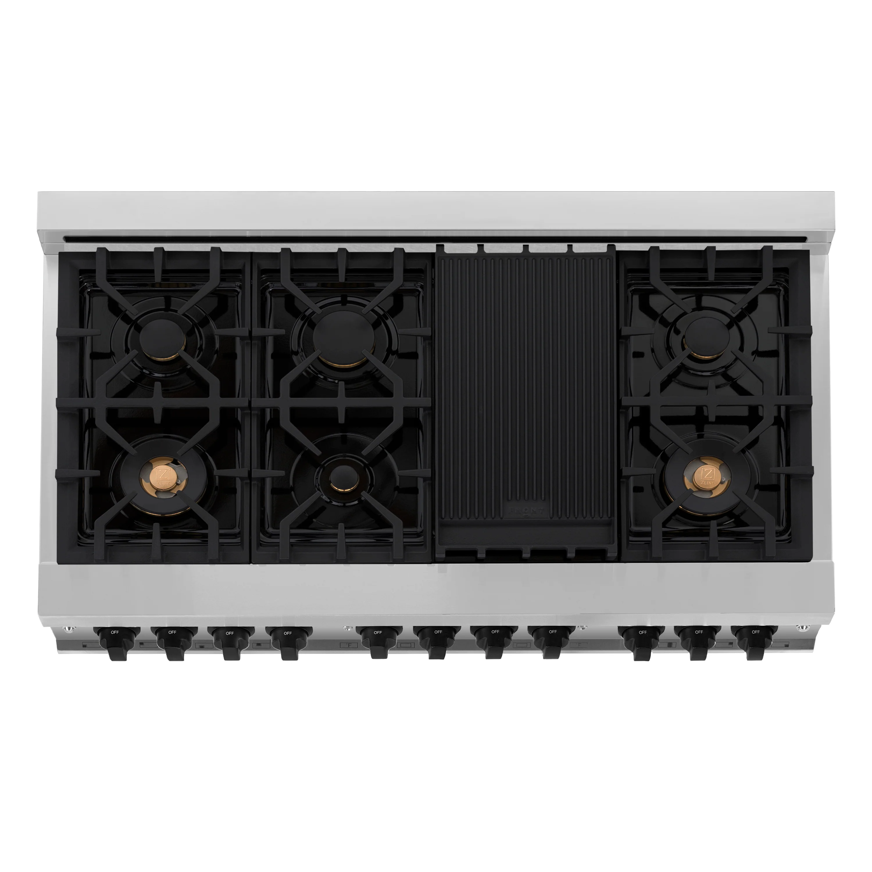 ZLINE Autograph Edition 48 in. 6.0 cu. ft. Legacy Dual Fuel Range with 7 Burner Gas Cooktop and 2 Electric Ovens in Stainless Steel with White Matte Doors and Matte Black Accents (RAZ-WM-48-MB) - Image 14