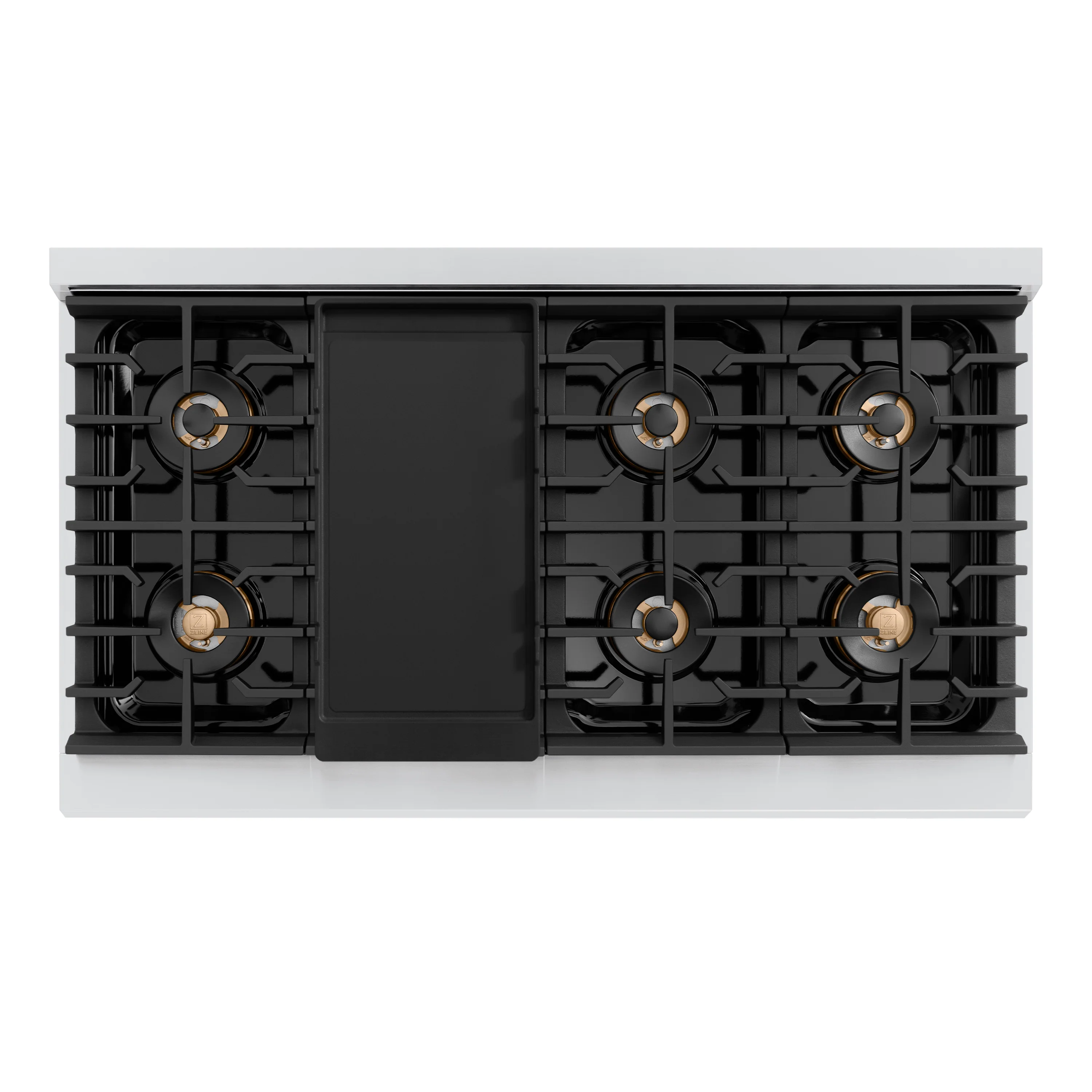 ZLINE Autograph Edition 48 in. 6.7 cu. ft. Paramount Dual Fuel Range with 8 Burner DuoPro™ Cooktop and Dual Ovens in Stainless Steel with Champagne Bronze Helix Handles and Accents (PSDRZ-48-KCB) - Image 2