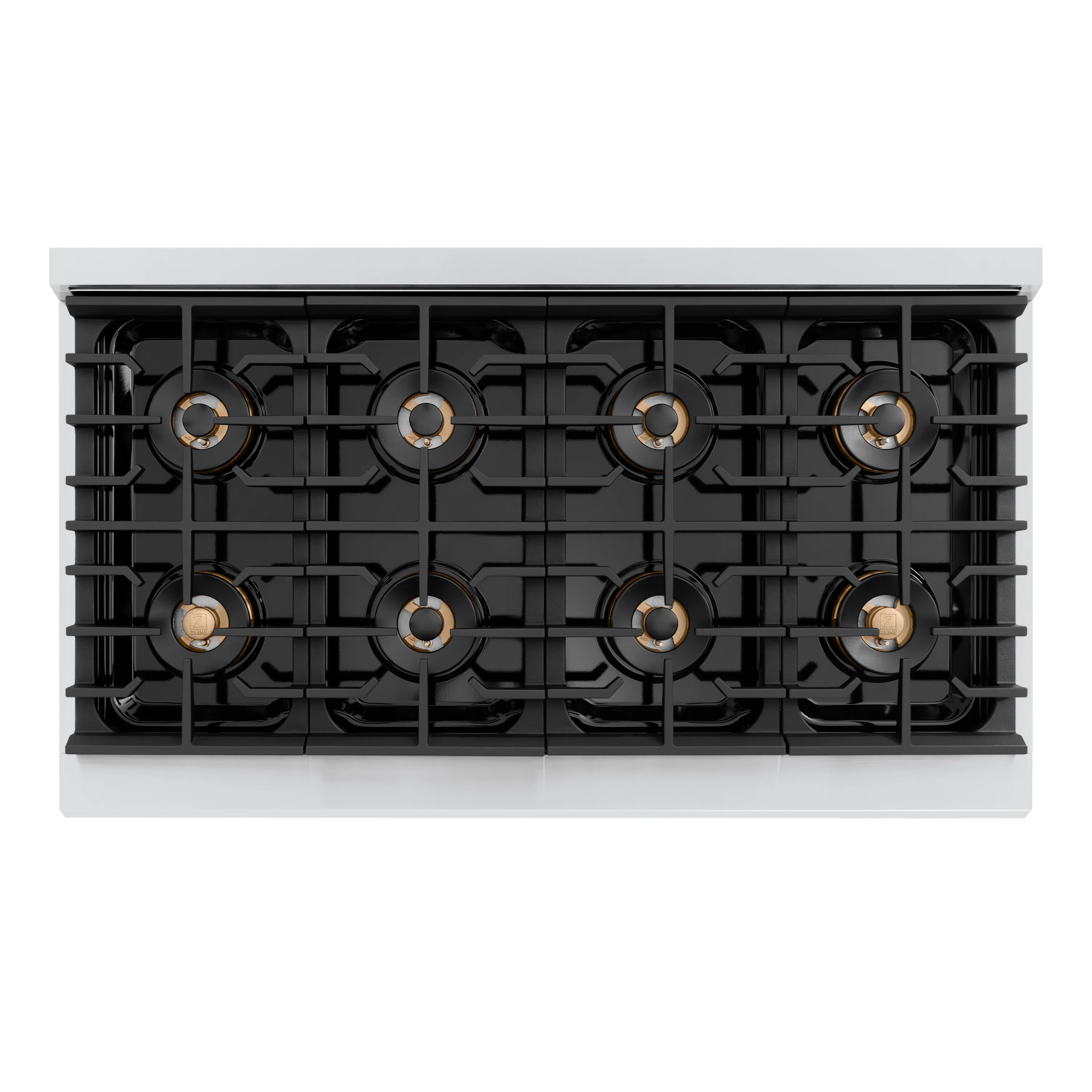 ZLINE Autograph Edition 48 in. 6.7 cu. ft. Paramount Dual Fuel Range with 8 Burner DuoPro™ Cooktop and Dual Ovens in Stainless Steel with Polished Gold Helix Handles and Accents (PSDRZ-48-KG) - Image 2