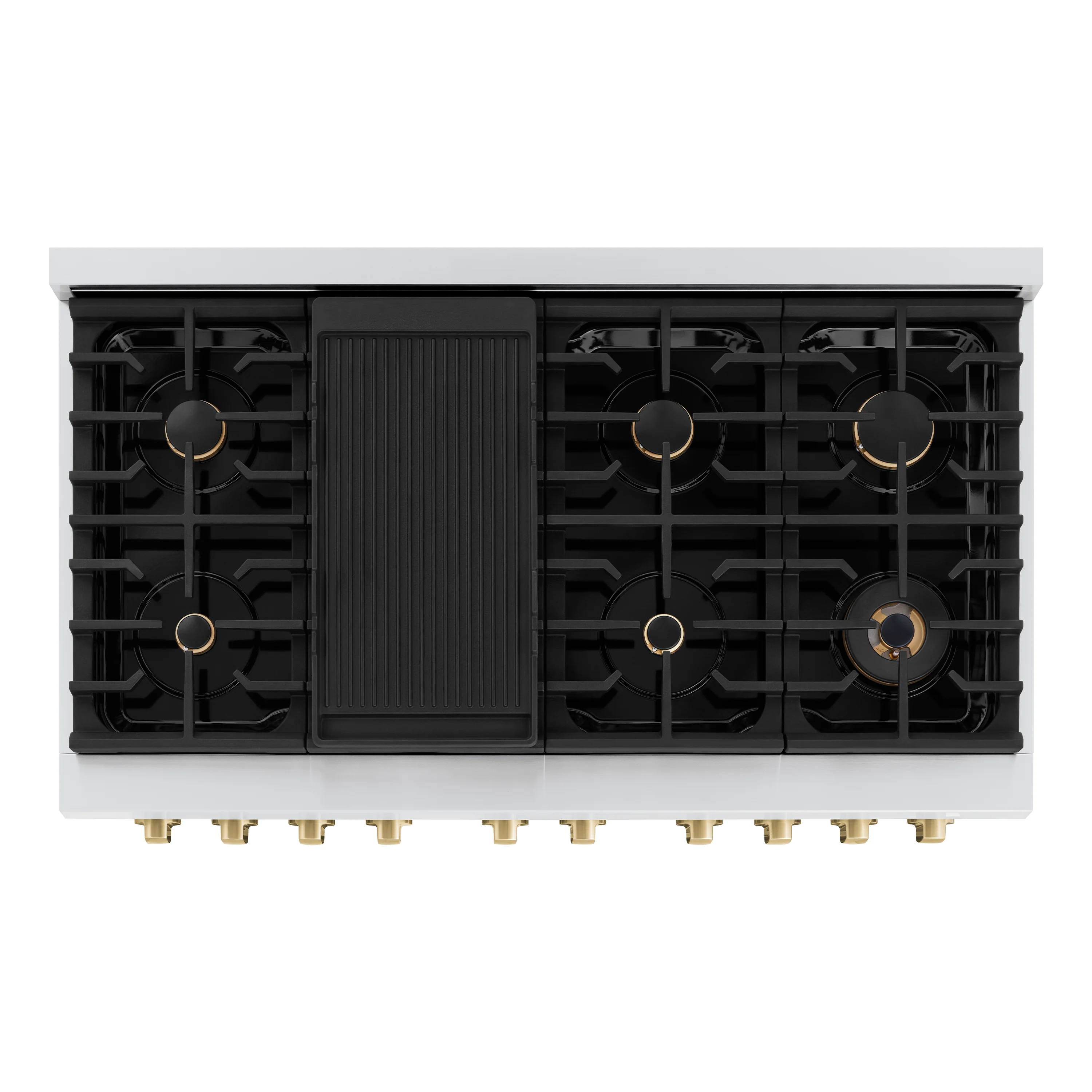 ZLINE Autograph Edition 48 in. 6.7 cu. ft. Paramount Double Oven Dual Fuel Range with 8 Burner Gas Cooktop in Stainless Steel with Black Matte Doors and Champagne Bronze Accents (SDRZ-BLM-48-CB) - Image 6