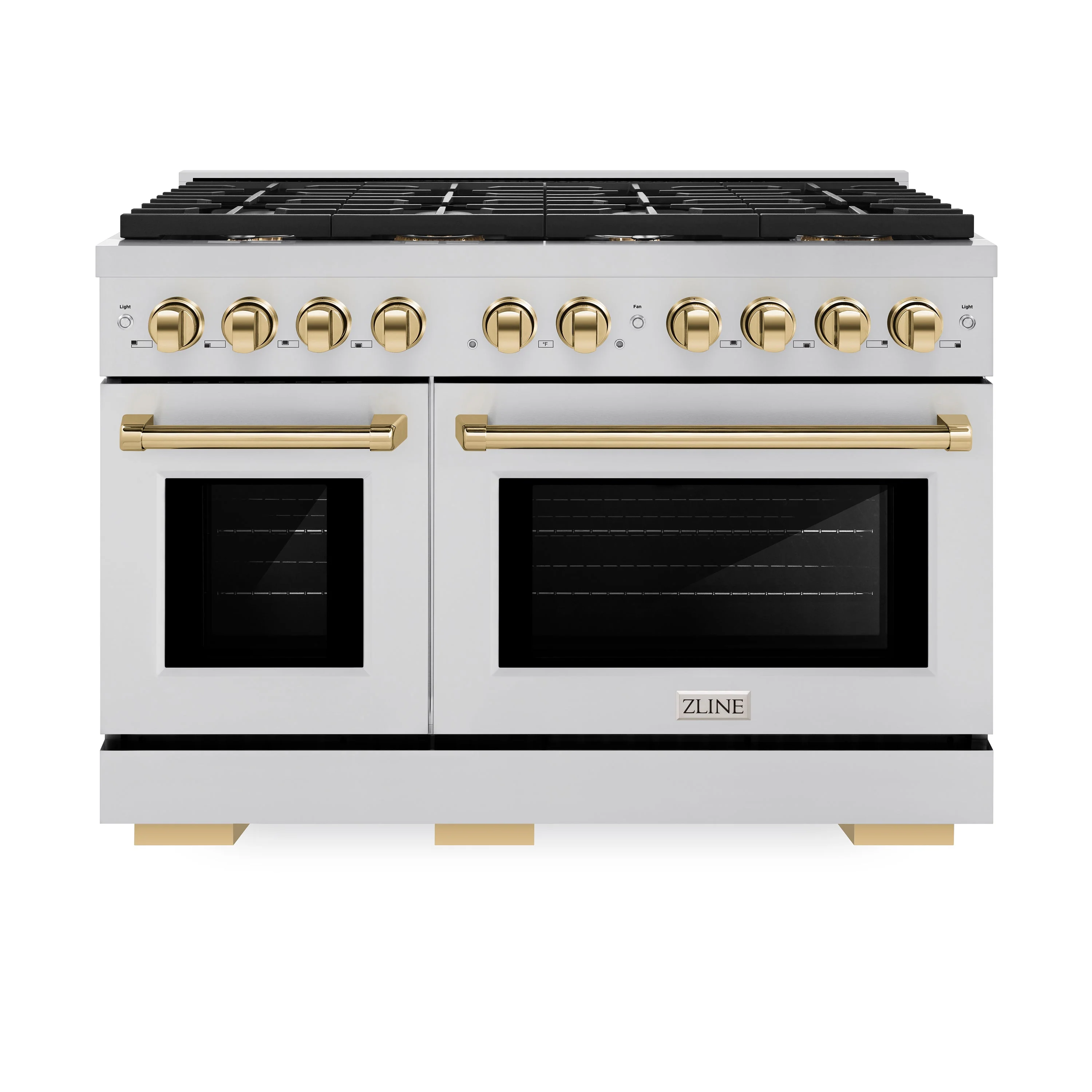 ZLINE Autograph Edition 48 in. 6.7 cu. ft. Paramount Double Oven Dual Fuel Range with 8 Burner Gas Cooktop in Stainless Steel and Polished Gold Accents (SDRZ-48-G) - Image 3